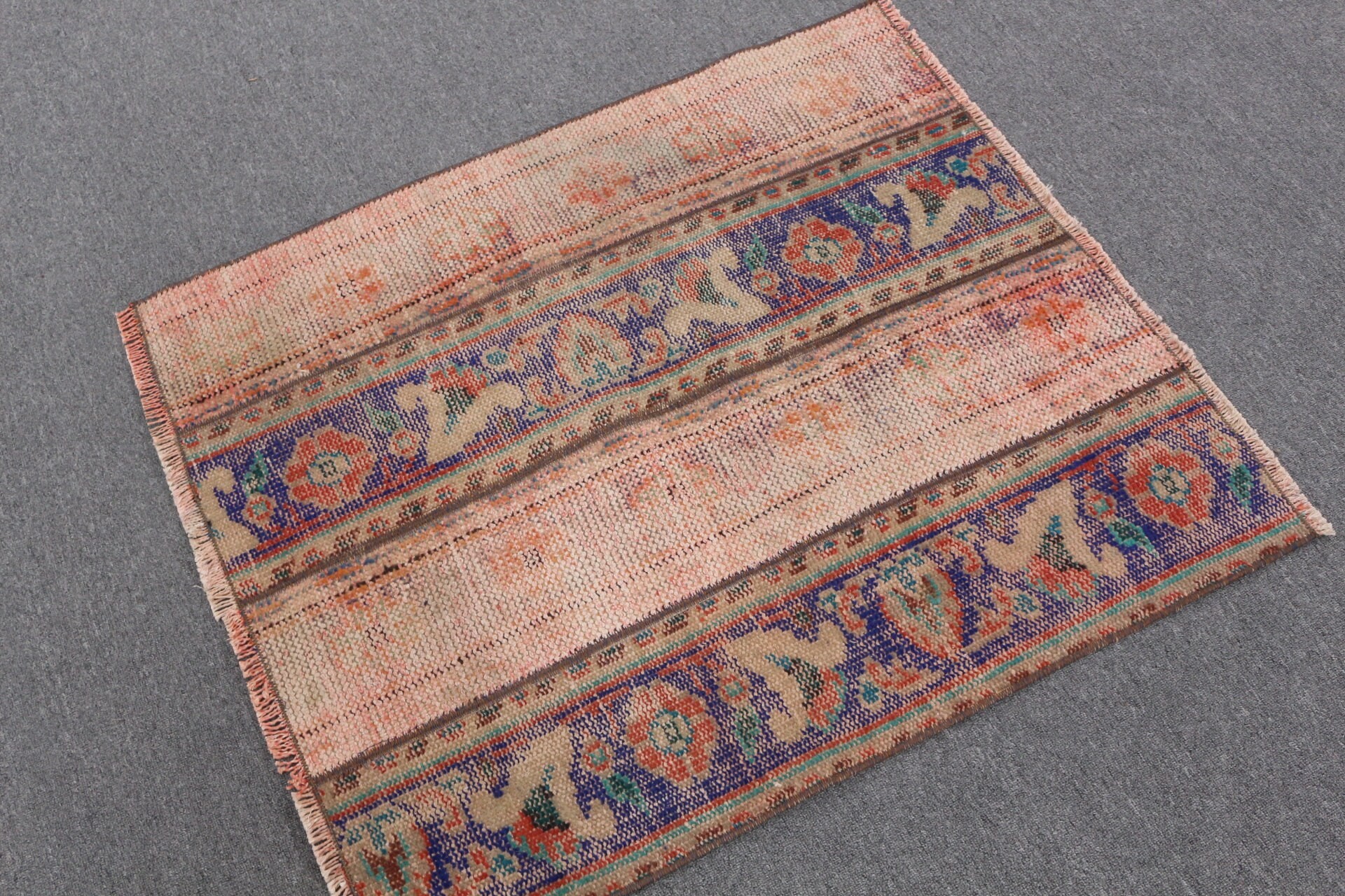 Vintage Halı, 2,9x3,4 ft Küçük Halı, Kırmızı Yün Halı, Banyo Halısı, Türk Halısı, Eski Halı, Araba Paspas Halısı, Oryantal Halılar, Çocuk Odası Halıları