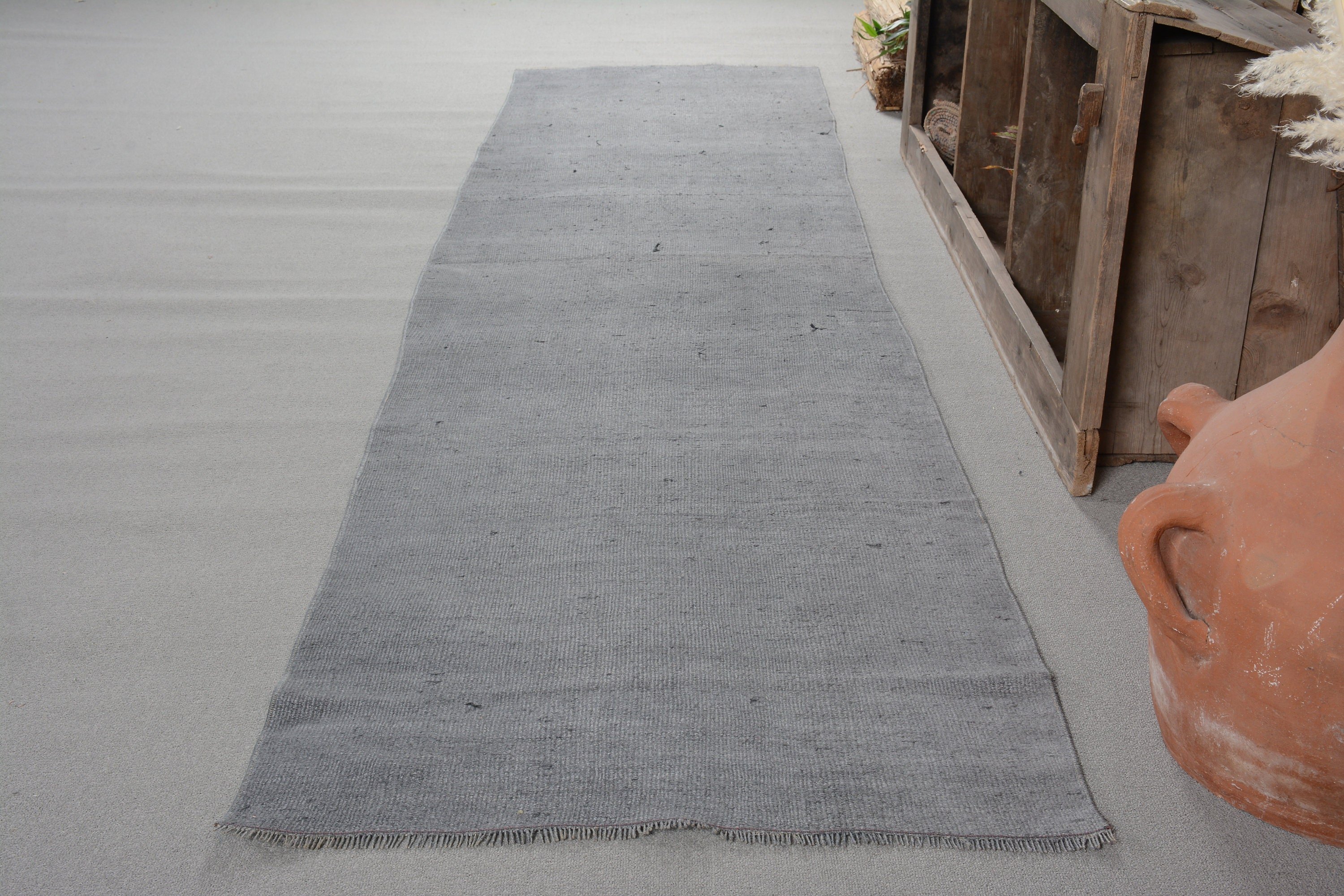 Antique Rug, Vintage Rug, Turkish Rug, Hallway Rugs, Kitchen Rug, Bedroom Rug, 2.7x11.3 ft Runner Rug, Gray Oushak Rug, Rugs for Stair