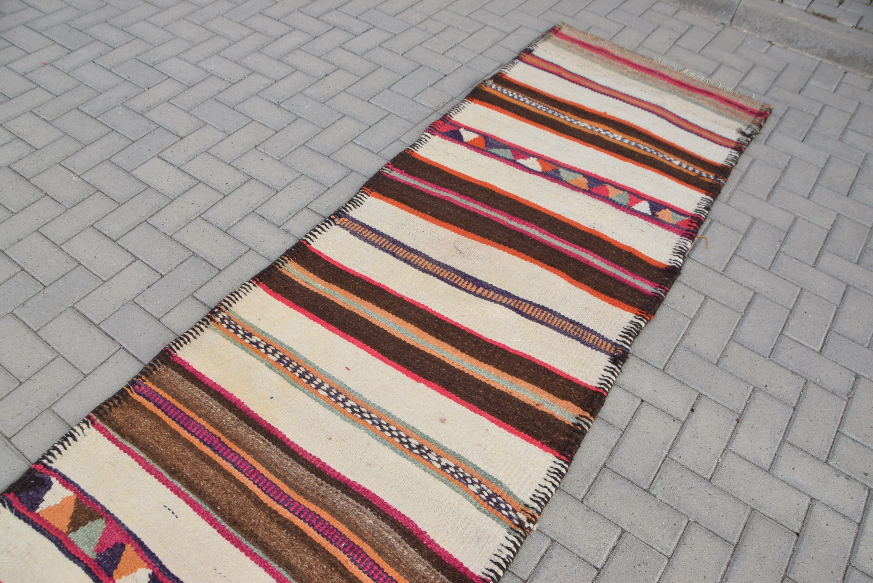Pale Rug, Turkish Rugs, Kitchen Rug, Oriental Rugs, Stair Rug, Vintage Rug, Beige Oriental Rugs, Bedroom Rugs, 2.9x15.7 ft Runner Rug