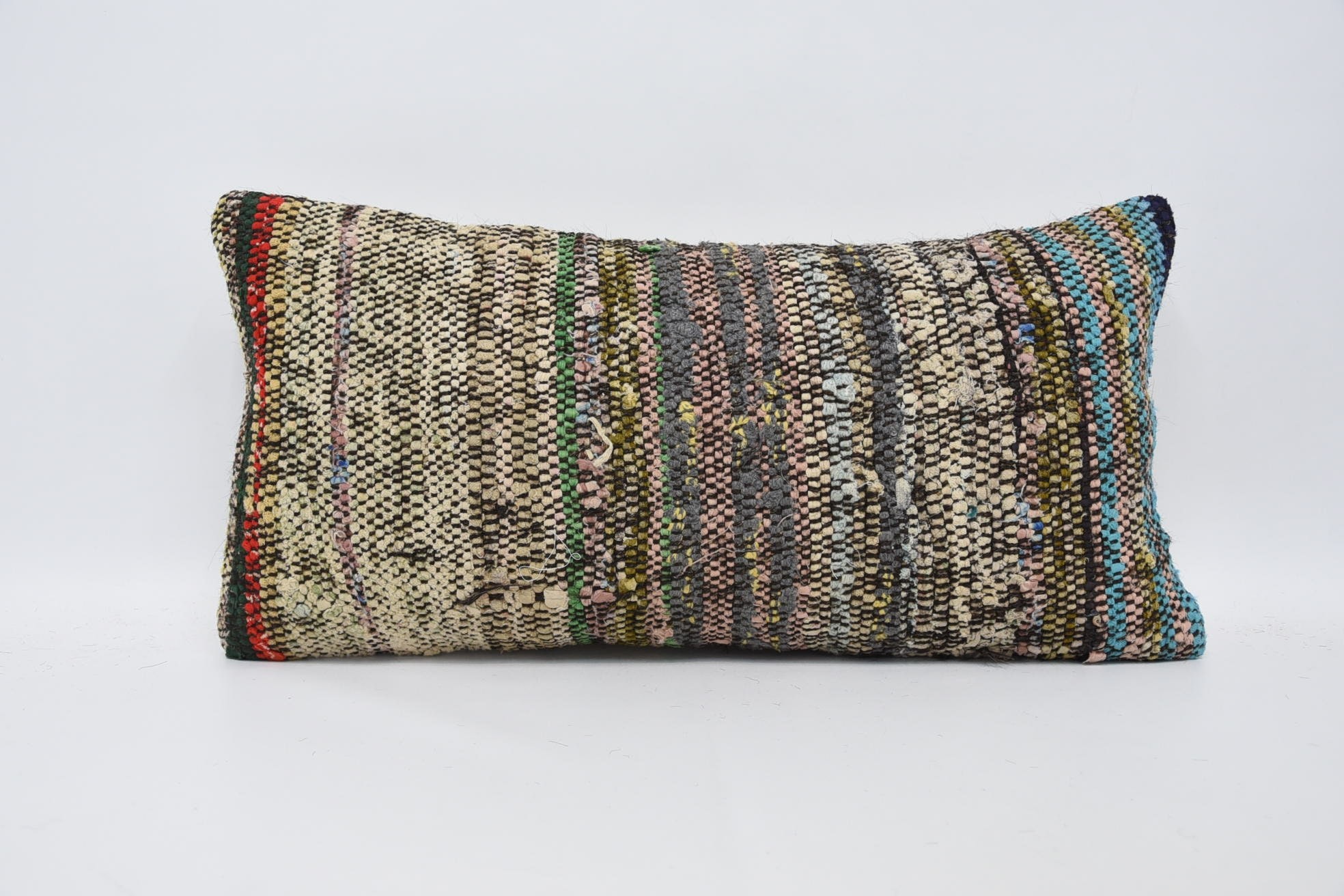 Sofa Pillow Cover, Vintage Throw Cushion Case, Kilim Pillow, Pillow for Sofa, Gift Pillow, 12"x24" Green Cushion, Vintage Throw Cushion