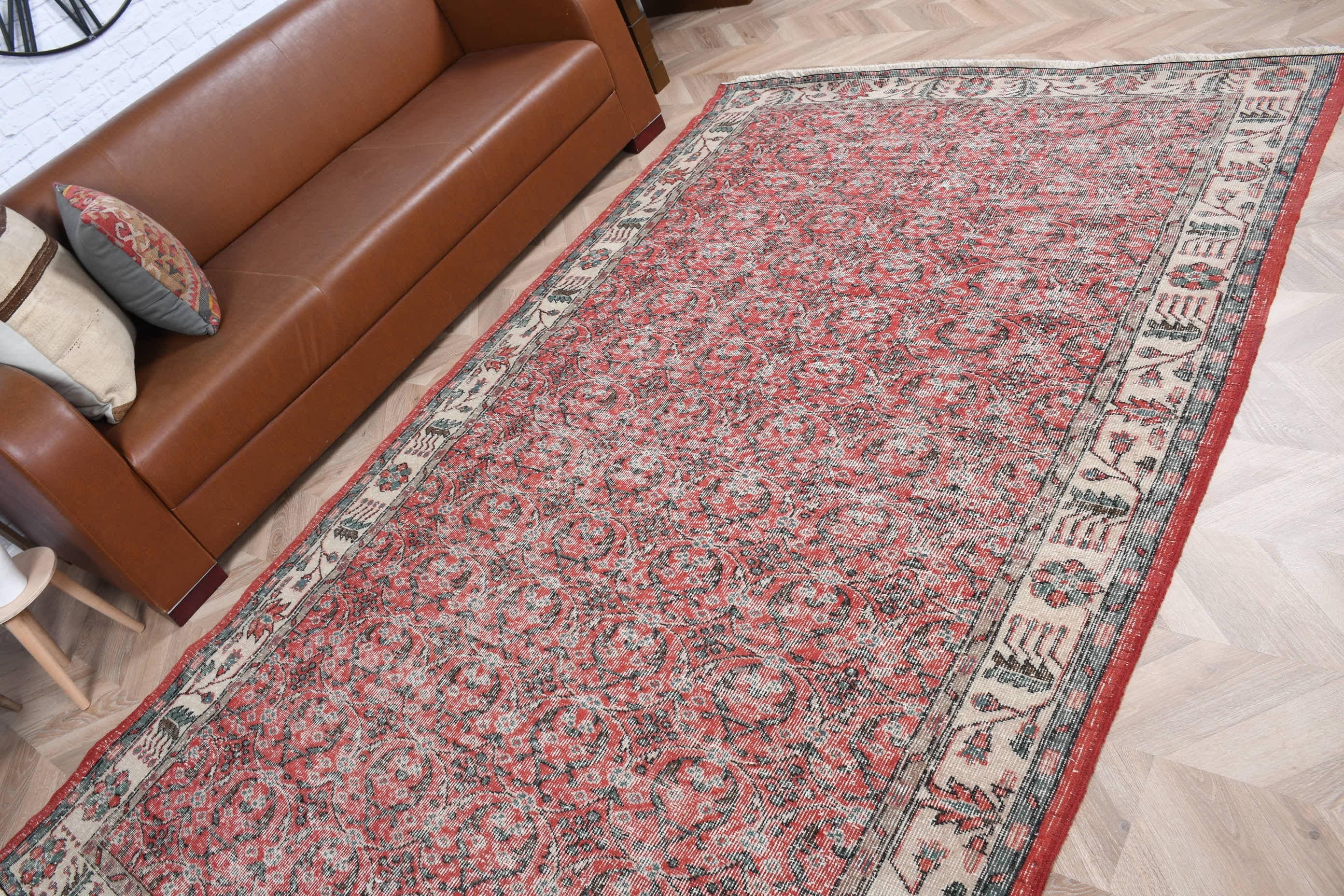 Vintage Rug, Oushak Rugs, Red Moroccan Rug, Living Room Rugs, Turkish Rugs, Aztec Rug, Floor Rug, Salon Rug, 5.5x9.1 ft Large Rug, Cute Rug