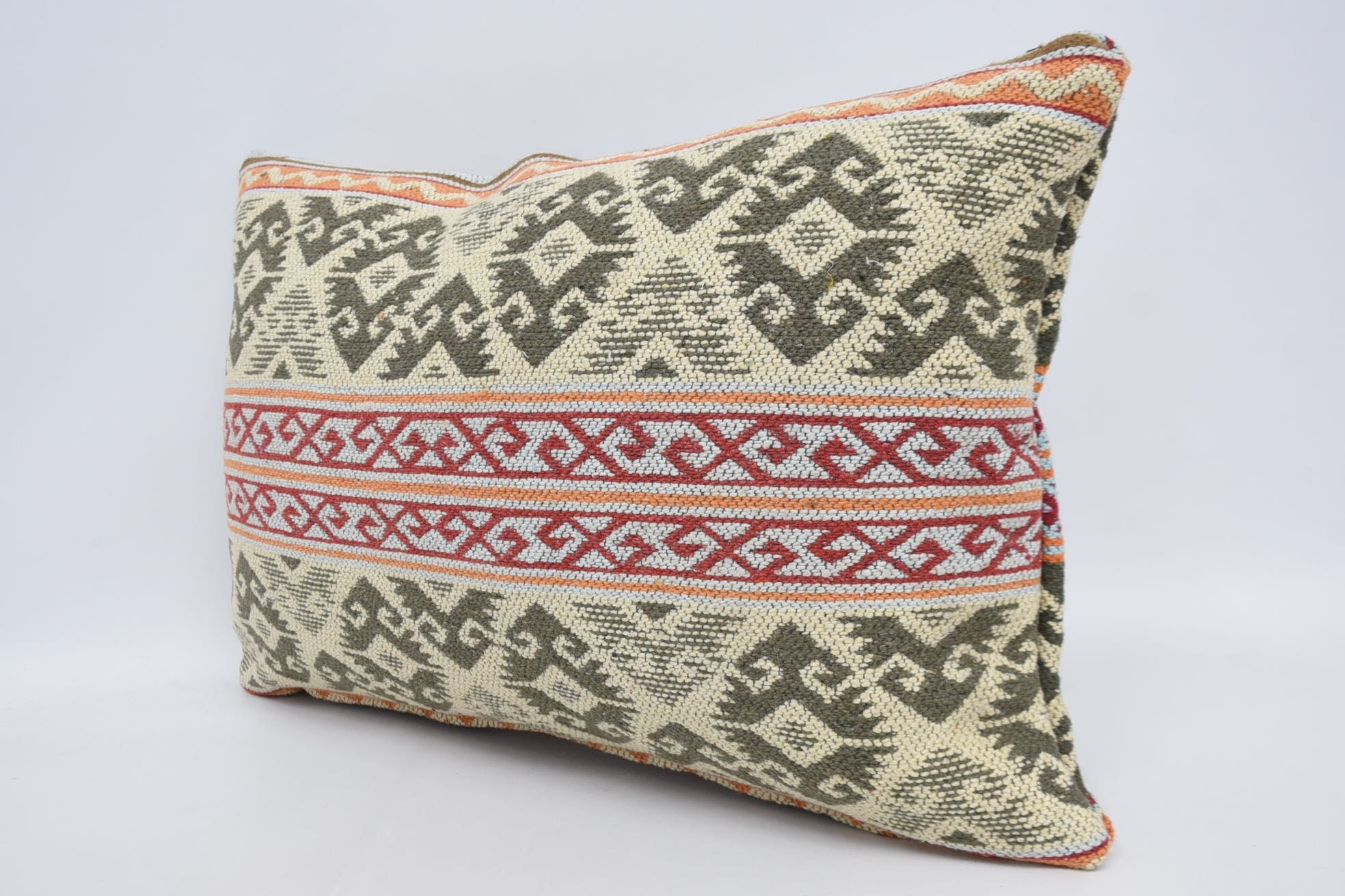 16"x24" White Pillow Sham, Kilim Pillow Cover, Throw Kilim Pillow, Aesthetic Pillow, Decorative Throw Pillow, Vintage Kilim Pillow