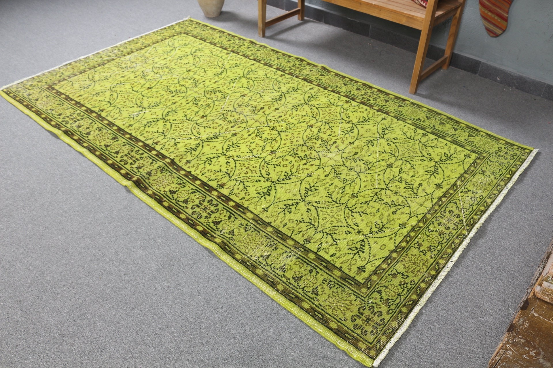 Salon Rugs, Oriental Rug, Green Anatolian Rug, Bedroom Rug, Rugs for Dining Room, Turkish Rug, 5x8.5 ft Large Rug, Cool Rug, Vintage Rugs