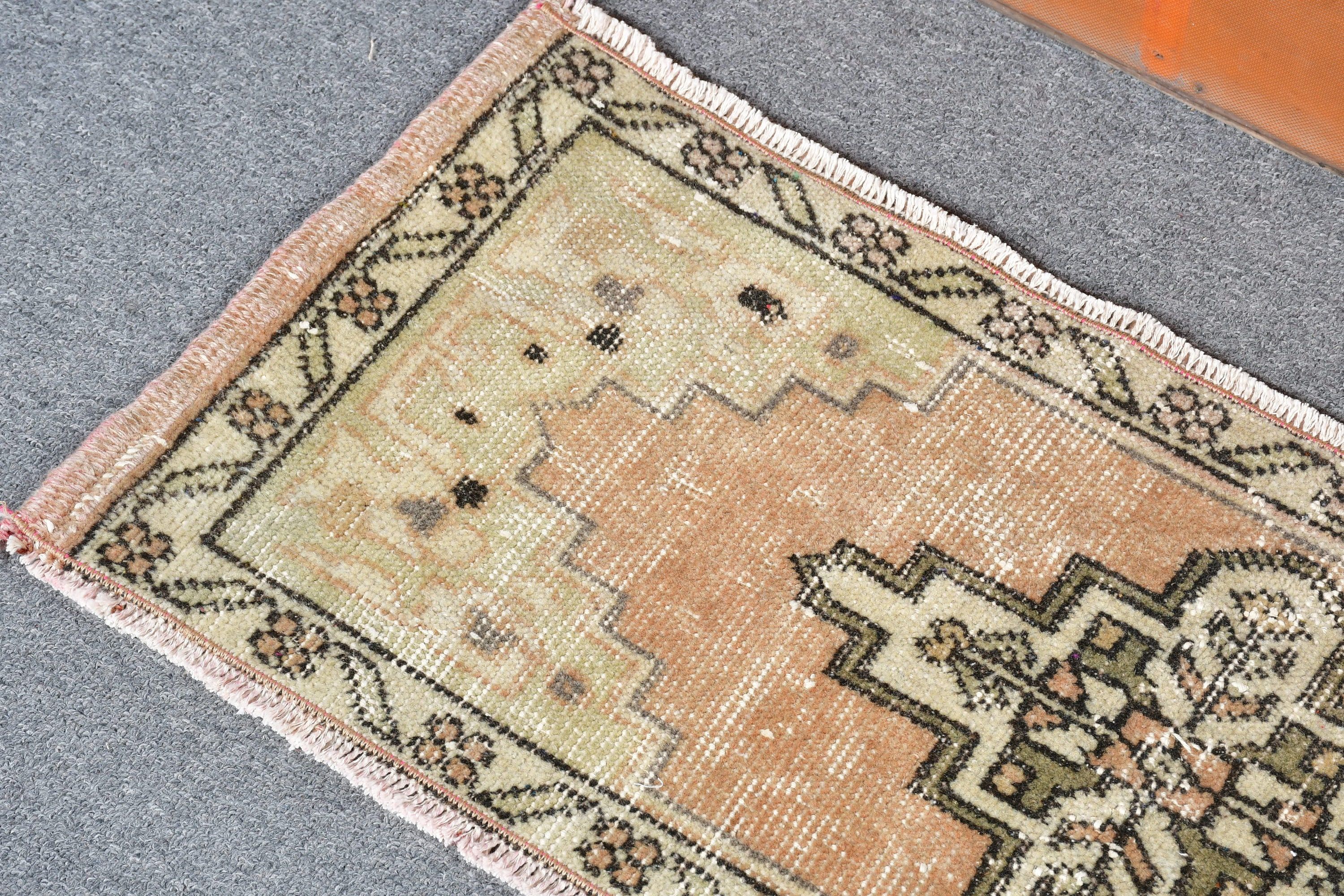 1.1x2.8 ft Small Rug, Rugs for Bedroom, Wool Rug, Bedroom Rug, Turkish Rugs, Brown Antique Rug, Door Mat Rug, Vintage Rug