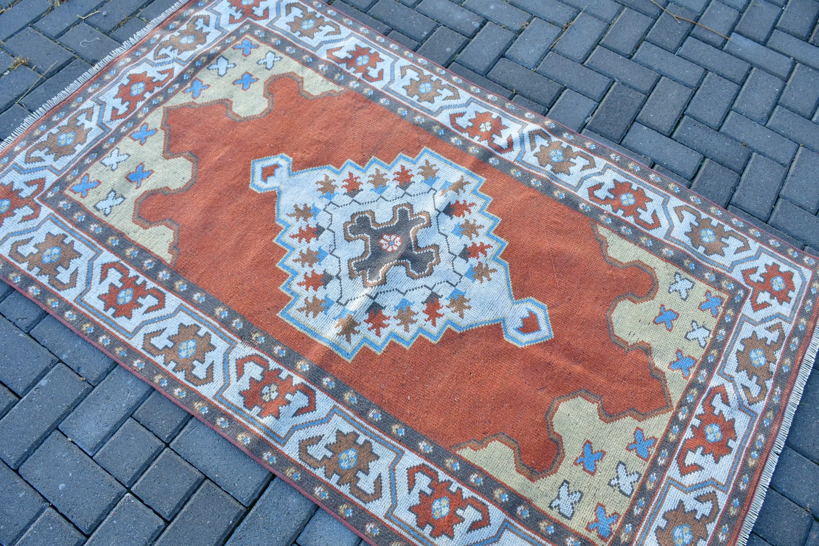 Rugs for Entry, Orange Oushak Rug, Nursery Rug, Oushak Rugs, 3.6x5.8 ft Accent Rug, Turkish Rug, Vintage Rug, Entry Rug