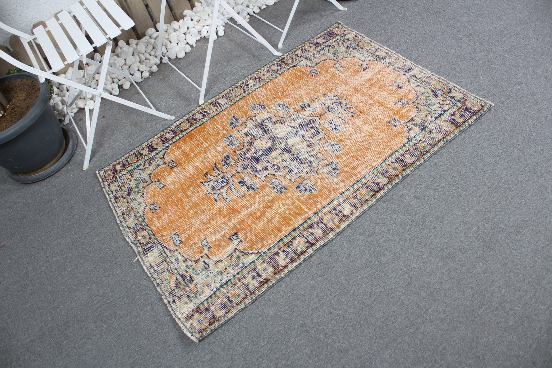 Vintage Rug, Antique Rug, Turkish Rugs, Rugs for Bedroom, Orange Kitchen Rug, Wool Rug, Nursery Rugs, Car Mat Rug, 2.9x4.5 ft Small Rug