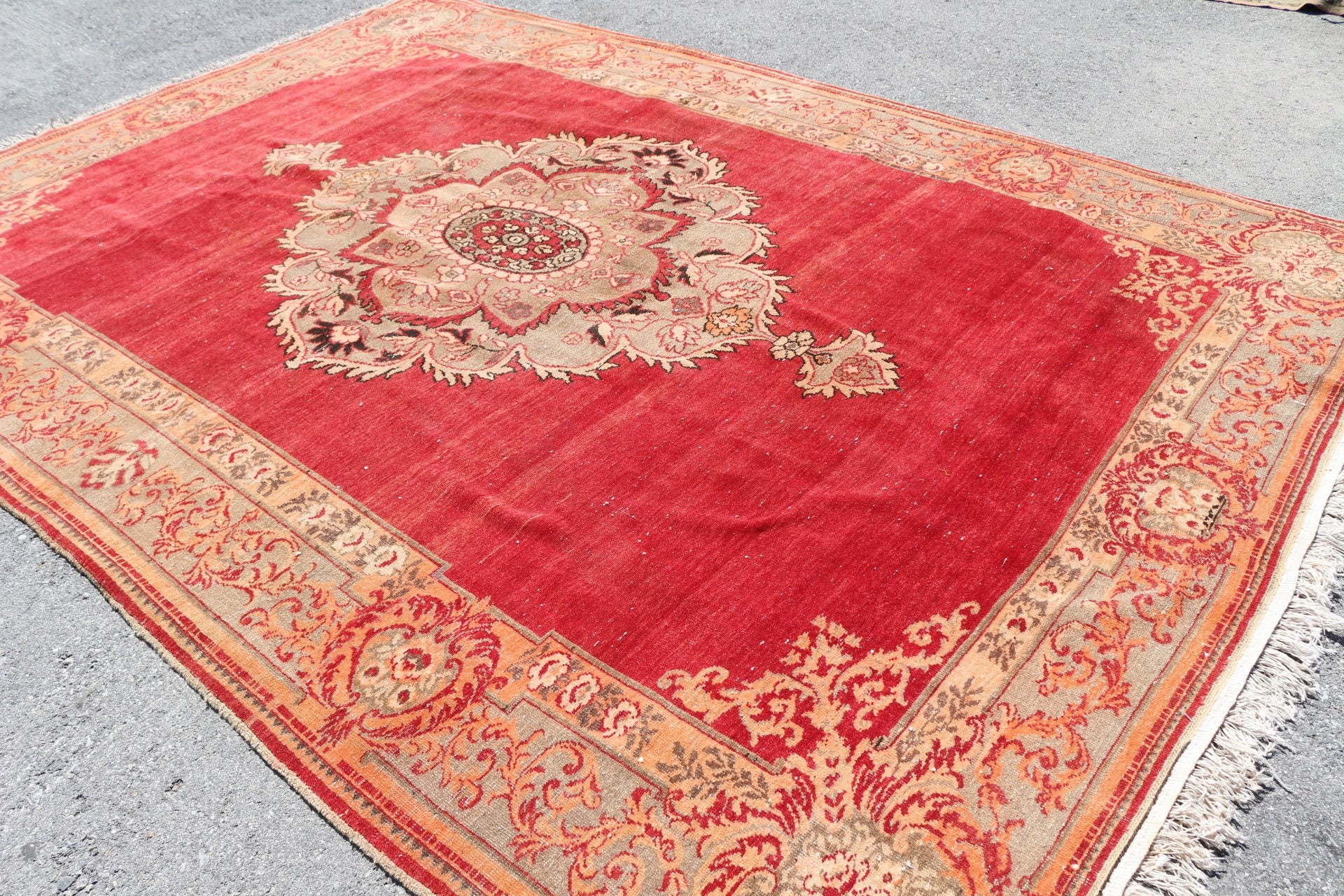 8.5x11.9 ft Oversize Rug, Turkish Rugs, Oriental Rugs, Vintage Rug, Ethnic Rugs, Salon Rug, Cool Rug, Dining Room Rugs, Red Bedroom Rug