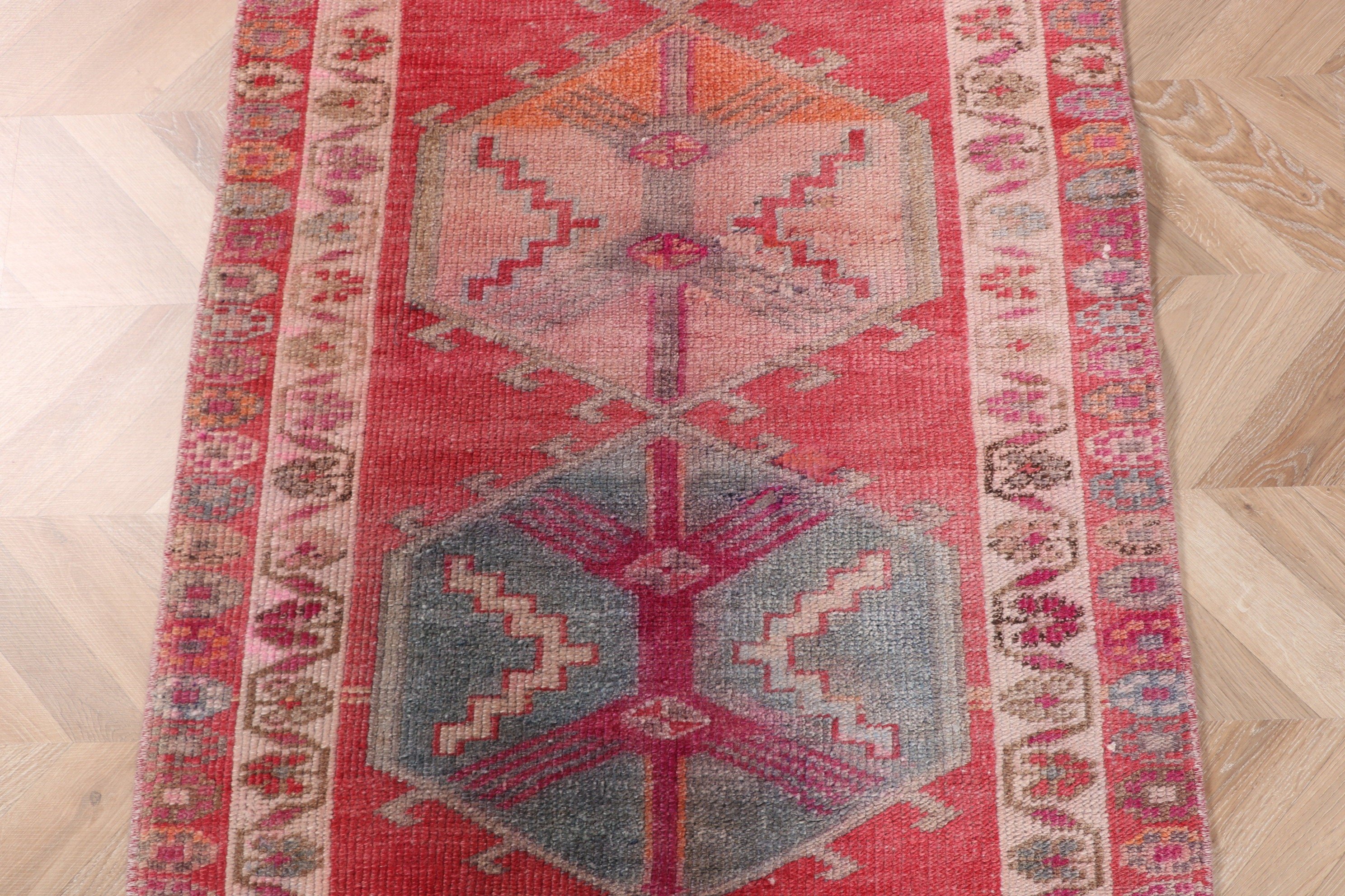 Aesthetic Rug, 2.8x11.8 ft Runner Rug, Rugs for Kitchen, Wool Rugs, Turkish Rug, Hallway Rugs, Vintage Rug, Pink Oushak Rugs, Modern Rugs