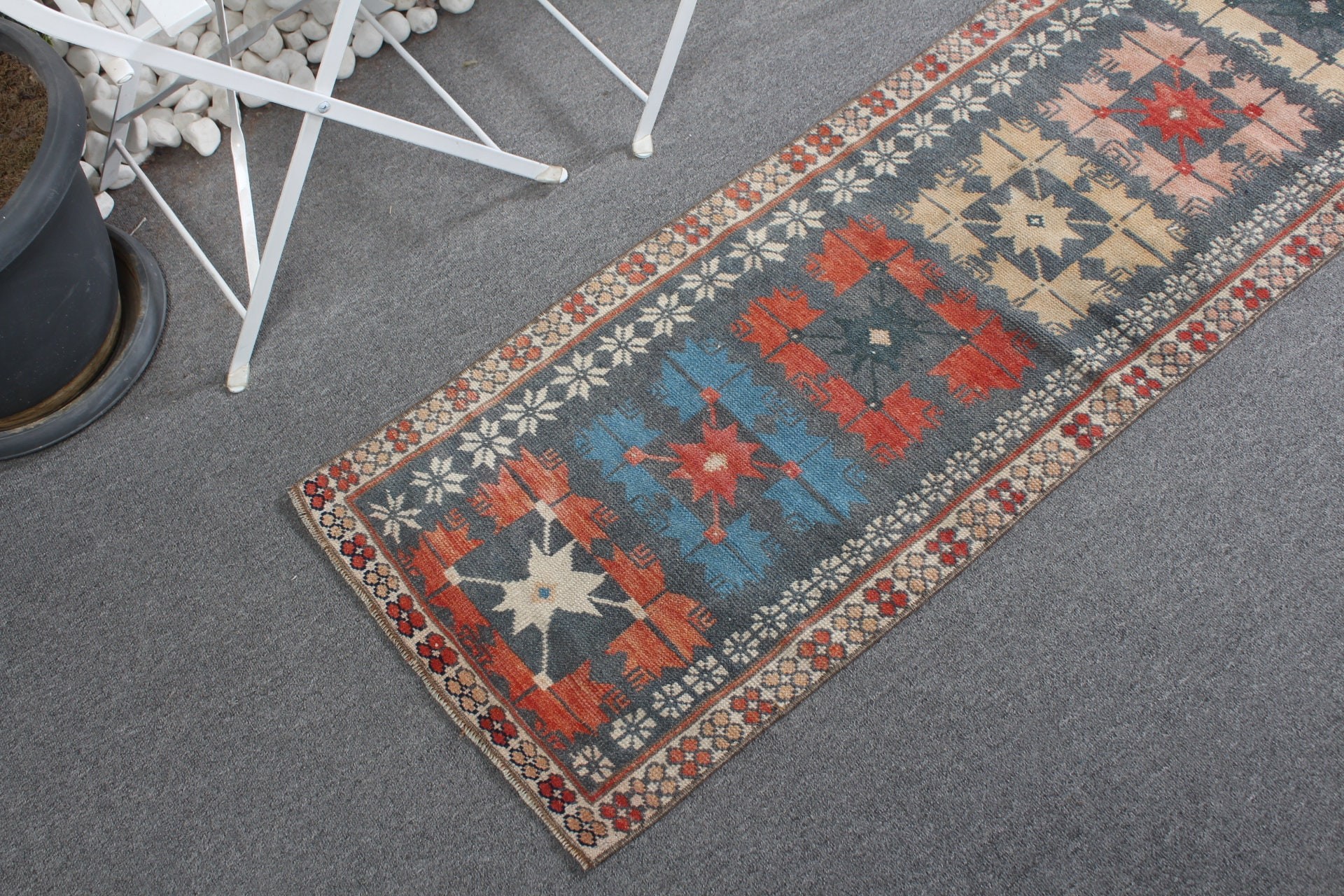 Vintage Rug, Entry Rugs, Oriental Rug, Floor Rug, Rugs for Car Mat, 1.7x4.6 ft Small Rug, Gray Home Decor Rug, Turkish Rugs, Bedroom Rugs