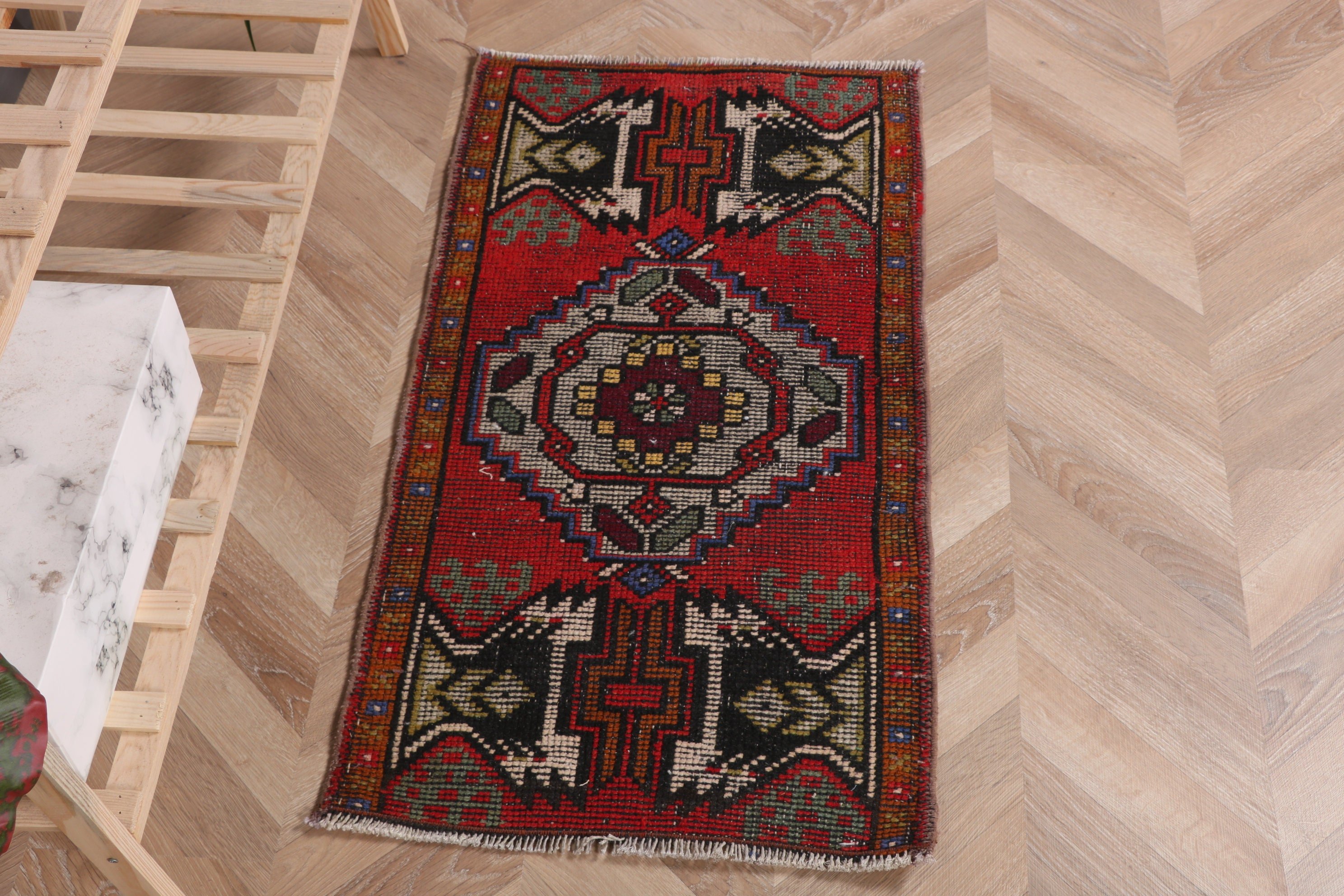 1.6x3 ft Small Rugs, Home Decor Rug, Modern Rug, Luxury Rug, Turkish Rugs, Small Vintage Rug, Vintage Rug, Entry Rug, Red Bedroom Rugs