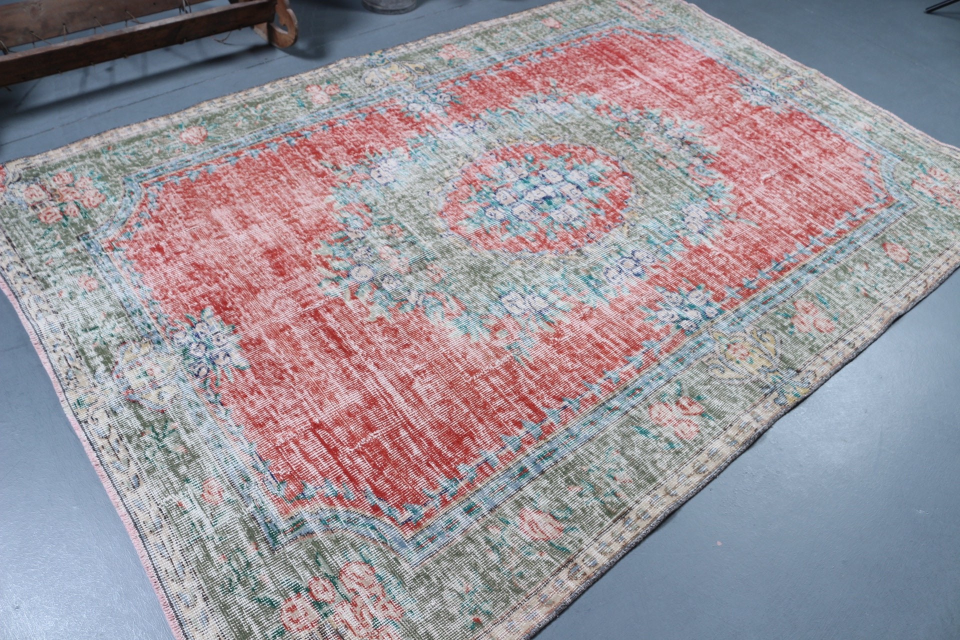 5.7x8.5 ft Large Rug, Turkish Rug, Living Room Rugs, Red Bedroom Rug, Cool Rugs, Abstract Rugs, Vintage Rug, Oushak Rug, Dining Room Rugs