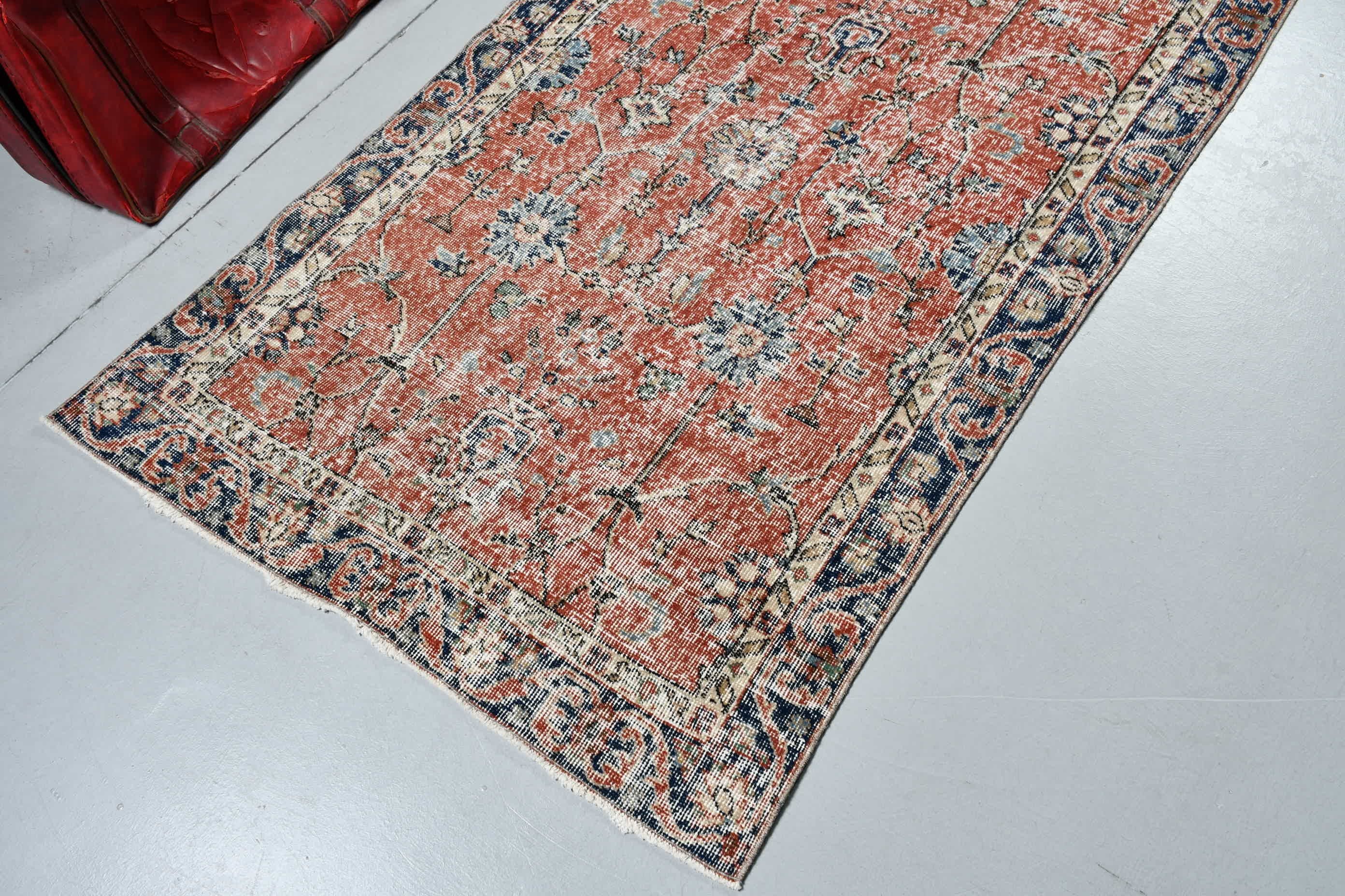 Vintage Rug, Bedroom Rug, Moroccan Rug, Nursery Rug, Rugs for Entry, Red Kitchen Rug, Turkish Rugs, 3.4x6.6 ft Accent Rugs