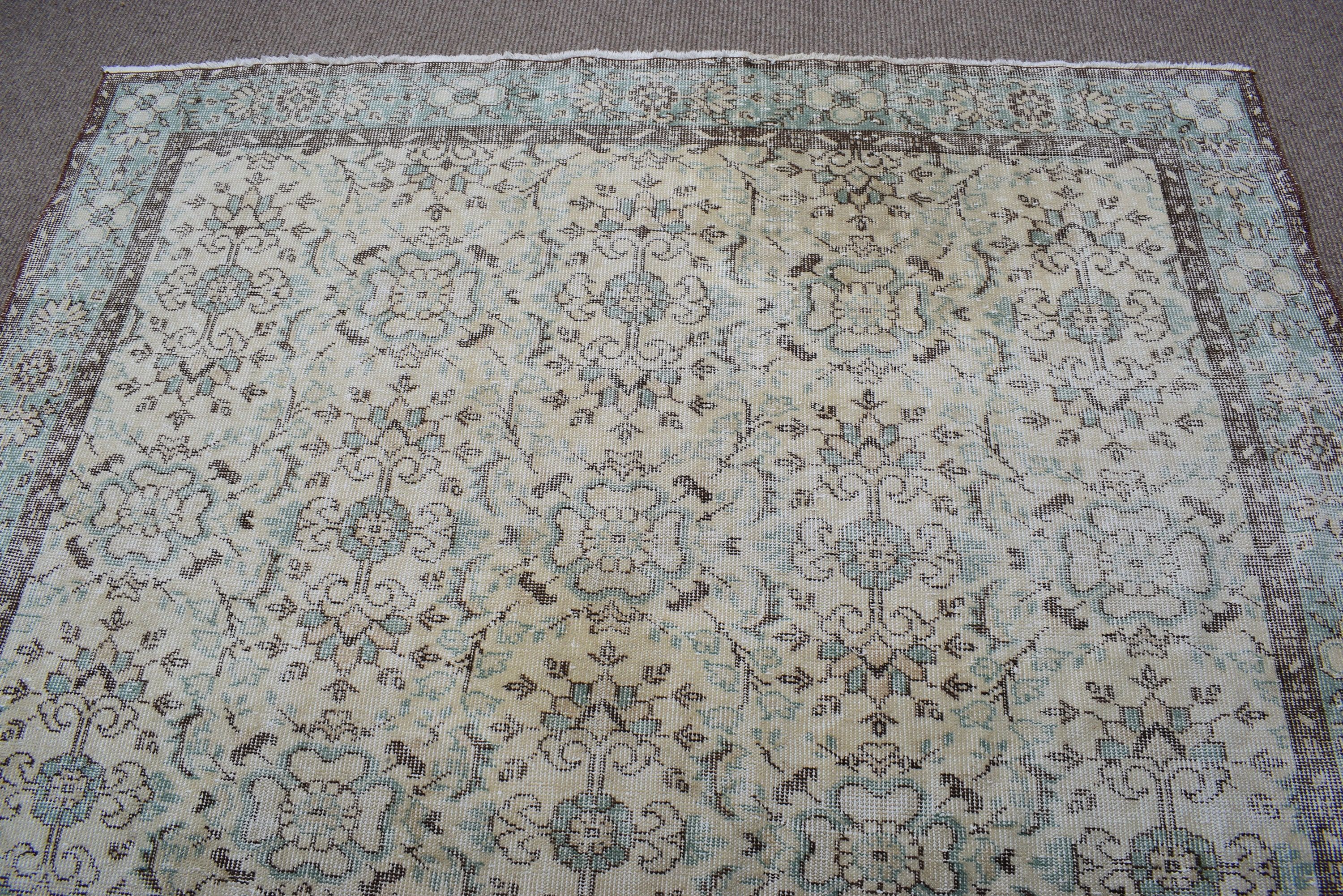 Dining Room Rug, Salon Rugs, Rugs for Bedroom, Boho Rug, Turkish Rugs, Vintage Rug, Green Neutral Rug, 6.2x10.5 ft Large Rugs, Modern Rug