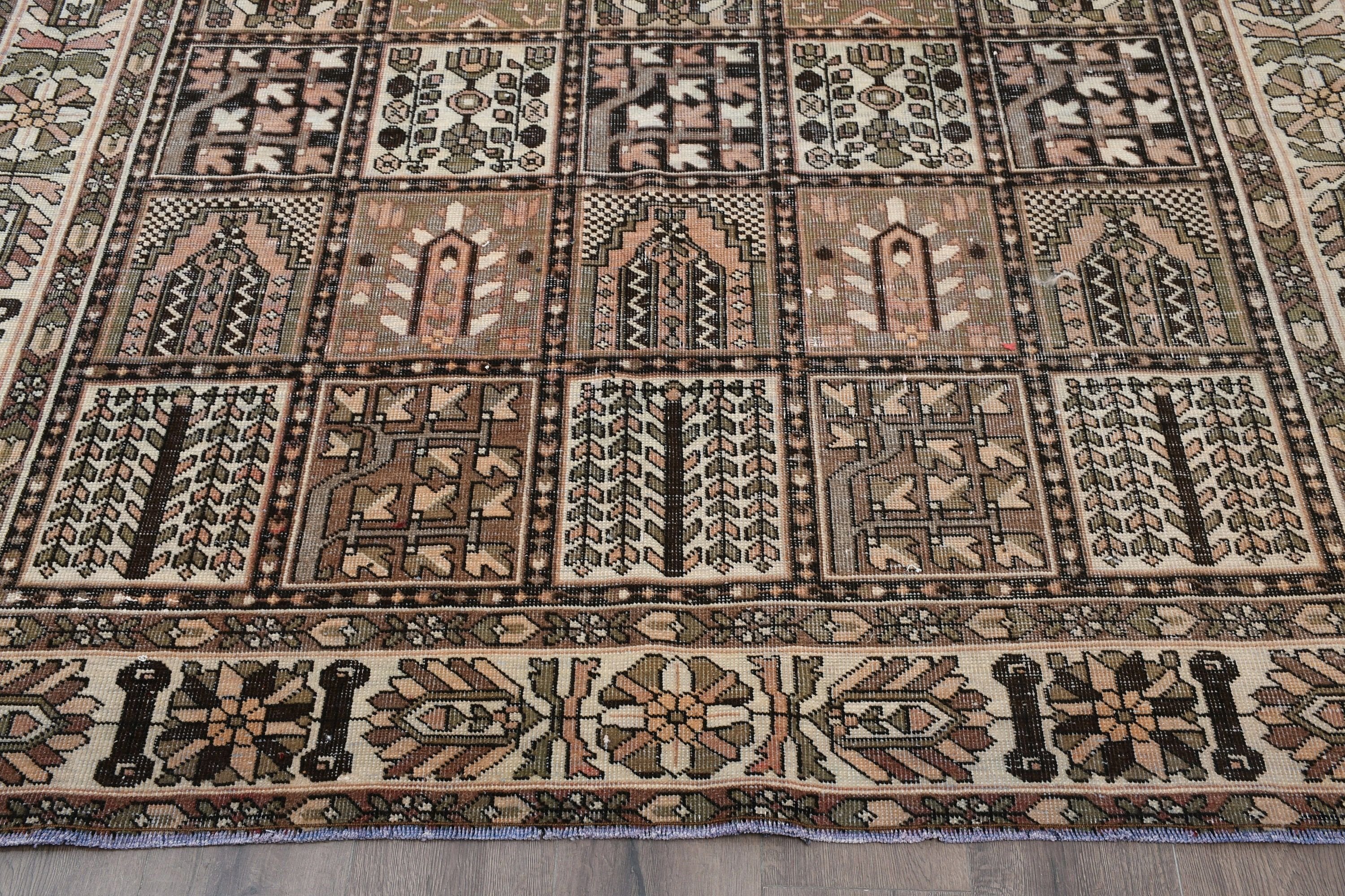 Salon Rugs, Oushak Rugs, 6.6x9.7 ft Large Rug, Vintage Rug, Dorm Rugs, Living Room Rugs, Art Rug, Moroccan Rug, Brown Wool Rug, Turkish Rug