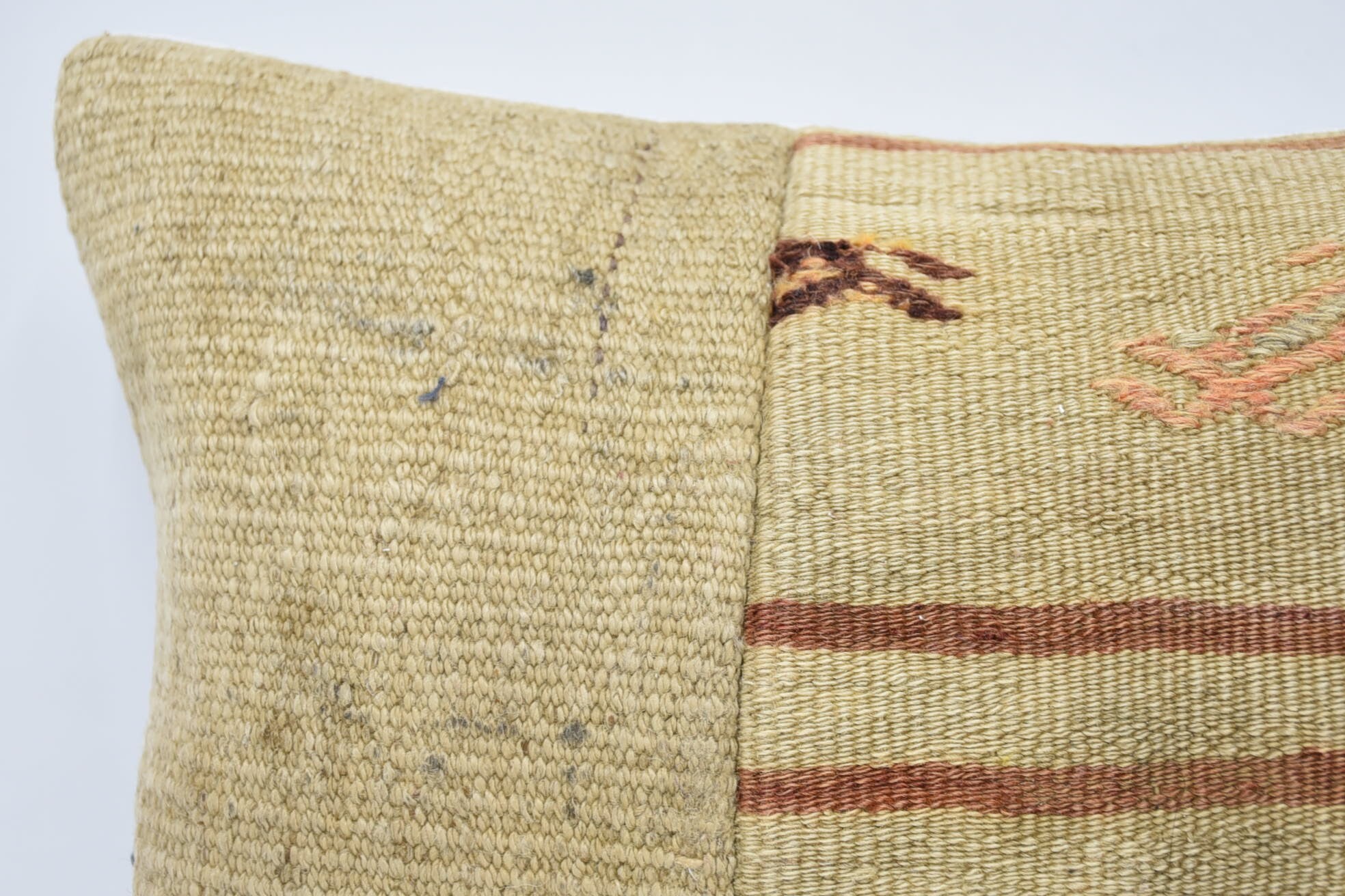 12"x24" Beige Pillow, Bench Cushion, Shabby Chic Cushion, Antique Pillows, Handmade Kilim Cushion, Vintage Kilim Pillow