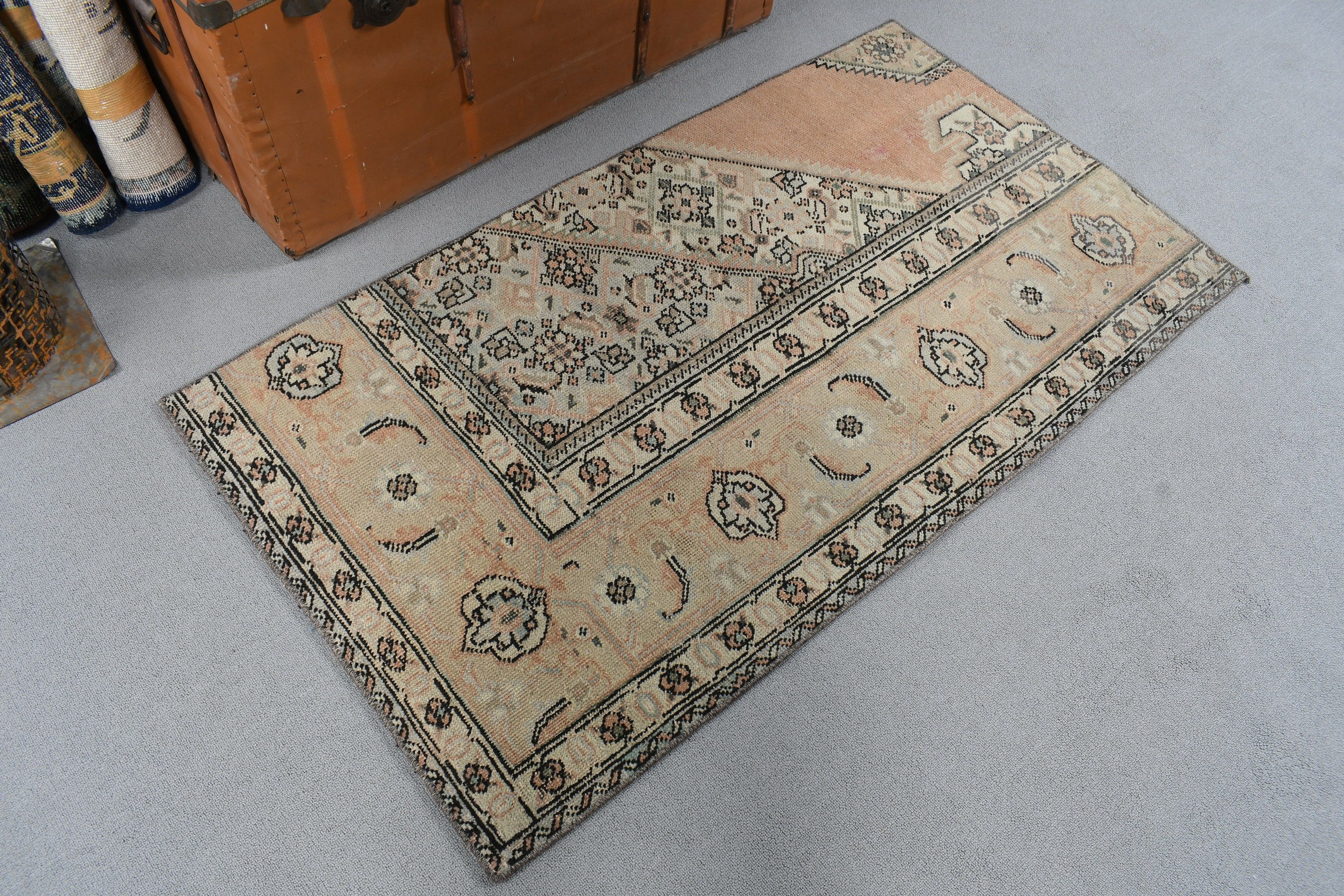 Araba Paspas Halısı, Bej Boho Halılar, Vintage Halılar, Geometrik Halılar, 2.6x4.6 ft Küçük Halı, Nötr Halı, Duvara Asılı Halılar, Türk Halısı, Kabile Halıları