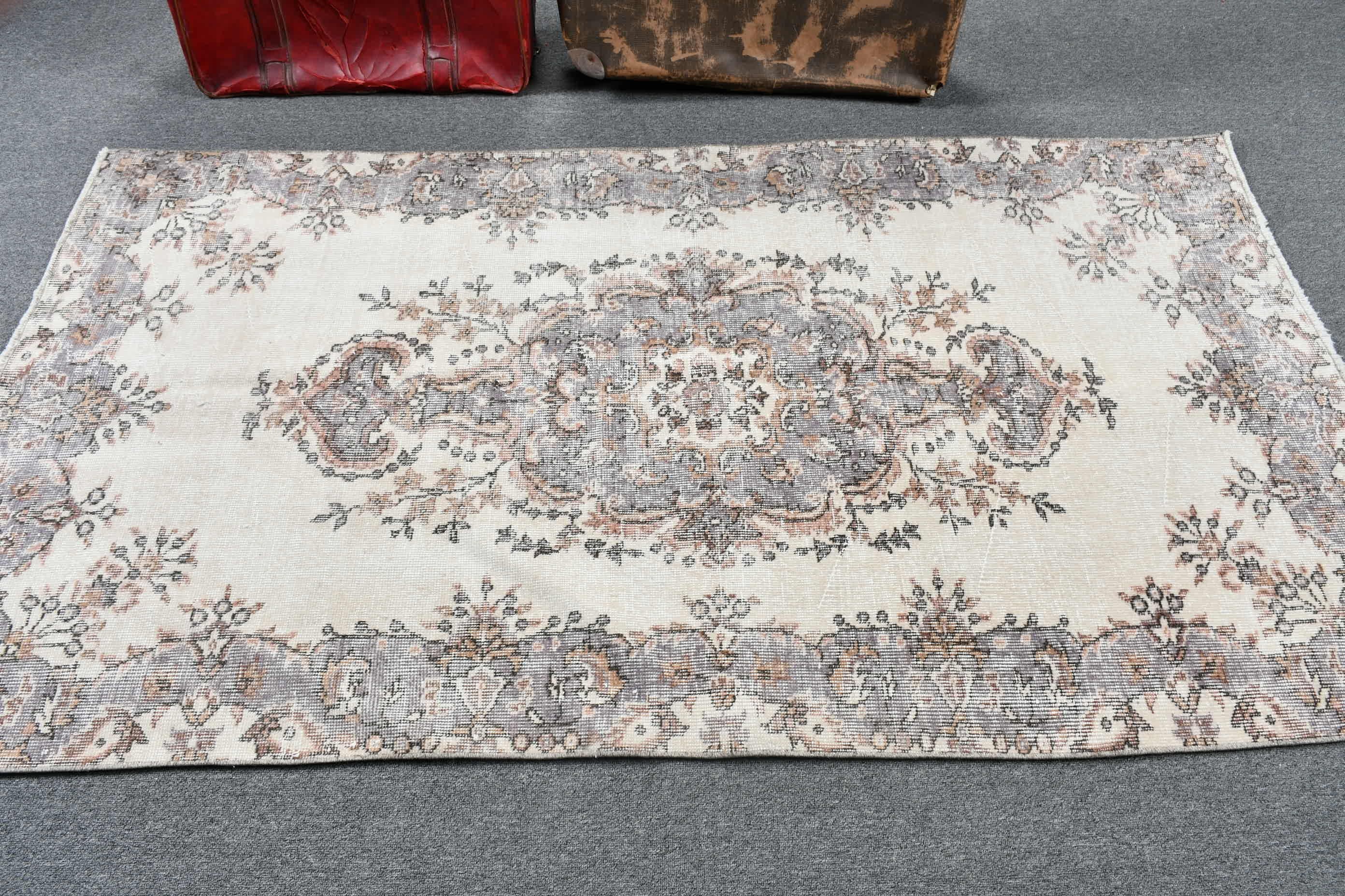 Floor Rugs, Beige Bedroom Rug, Vintage Rugs, Turkish Rug, 3.6x6.8 ft Area Rug, Rugs for Bedroom, Anatolian Rugs, Indoor Rugs