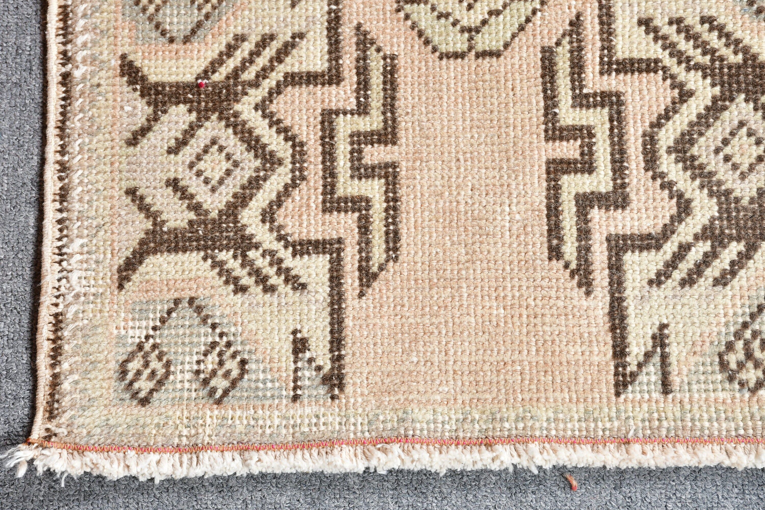 Ethnic Rugs, Brown Cool Rug, Oushak Rugs, 1.5x2.8 ft Small Rug, Rugs for Bath, Turkish Rugs, Vintage Rug, Bathroom Rug, Entry Rug, Cool Rug