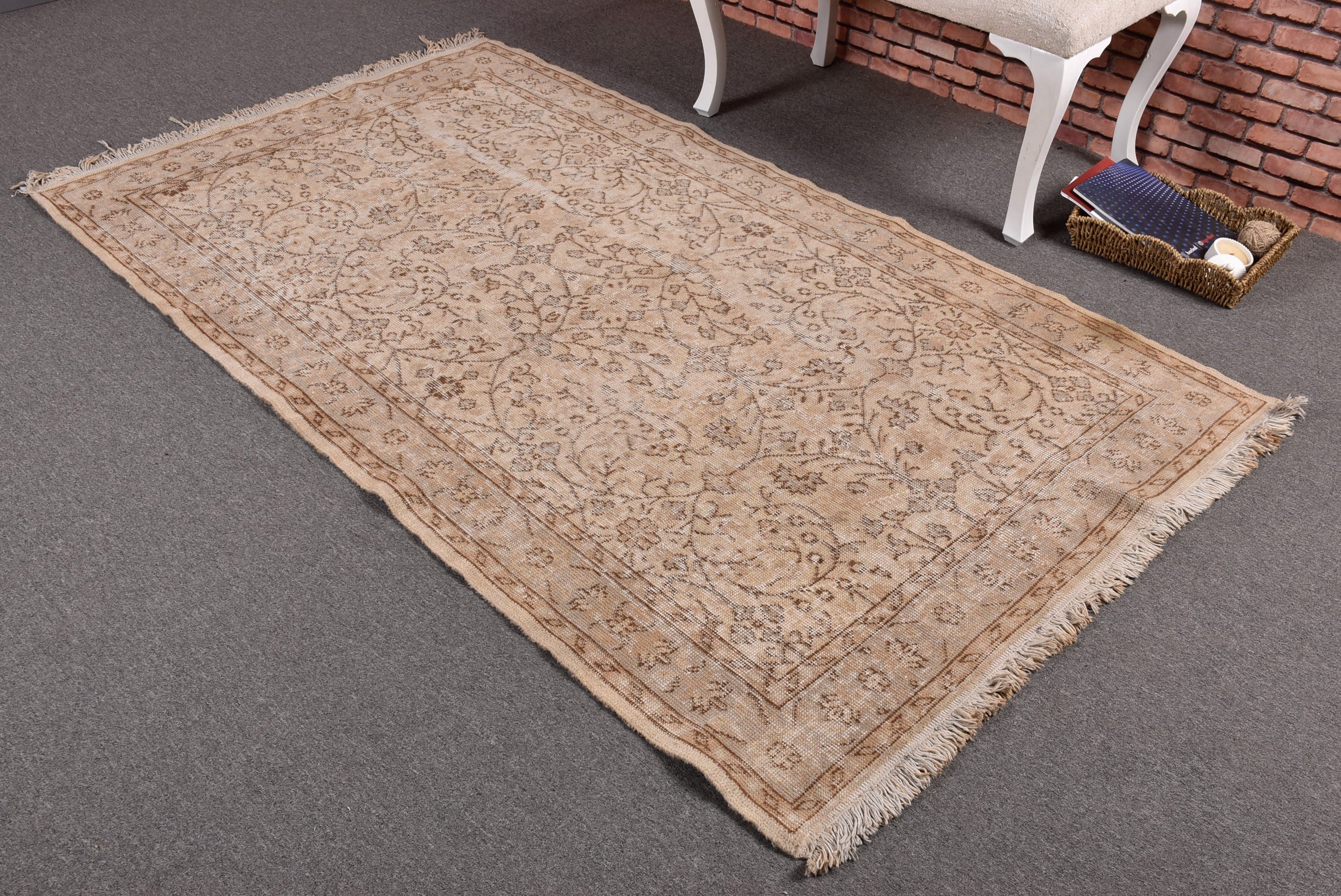 Anatolian Rugs, Boho Area Rugs, Beige Bedroom Rug, Turkish Rug, 3.9x7 ft Area Rug, Vintage Rug, Rugs for Living Room, Antique Rugs