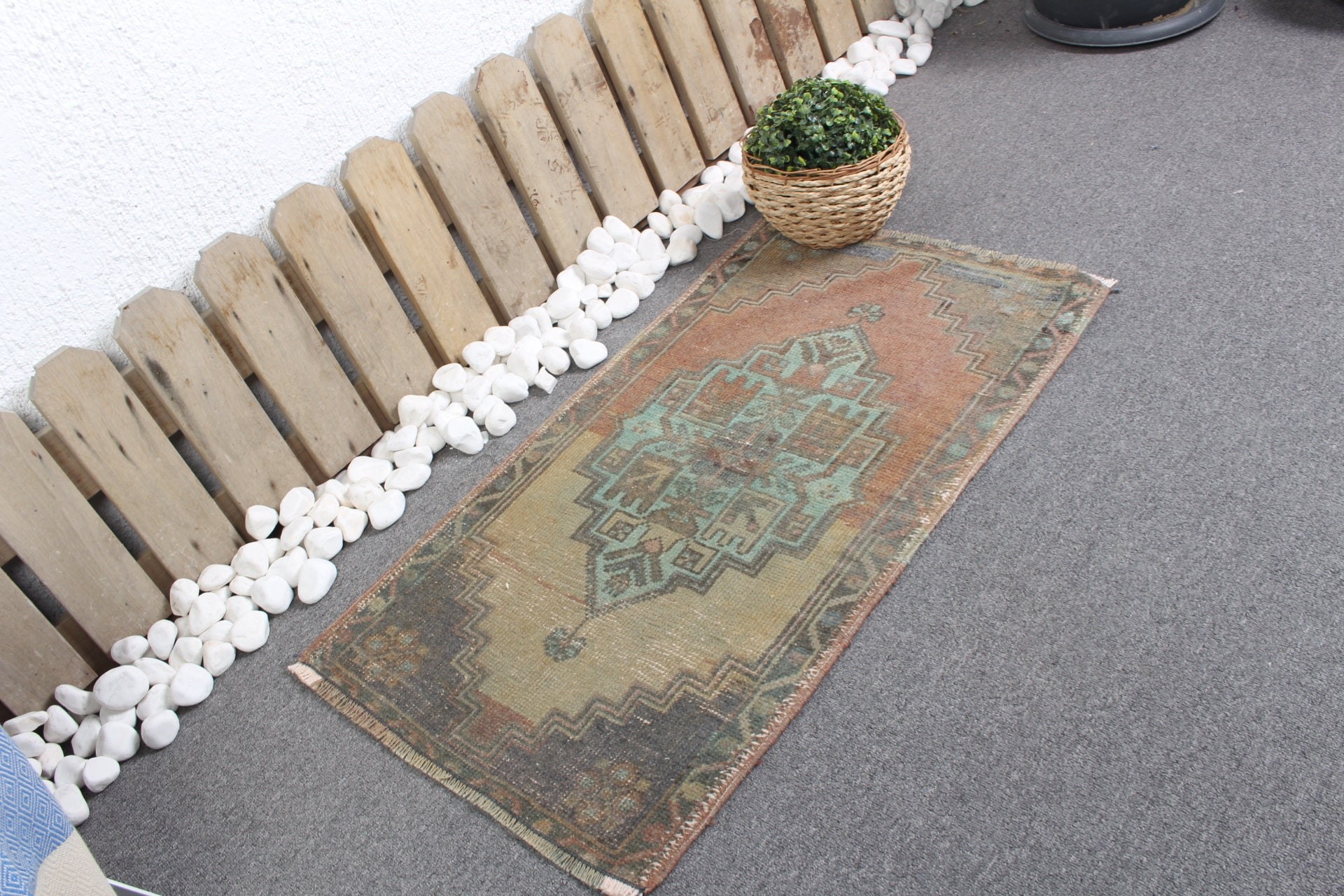 Door Mat Rug, Oriental Rug, Wool Rug, Bathroom Rugs, Vintage Rugs, Turkish Rug, Handwoven Rug, Green  1.7x3.1 ft Small Rugs