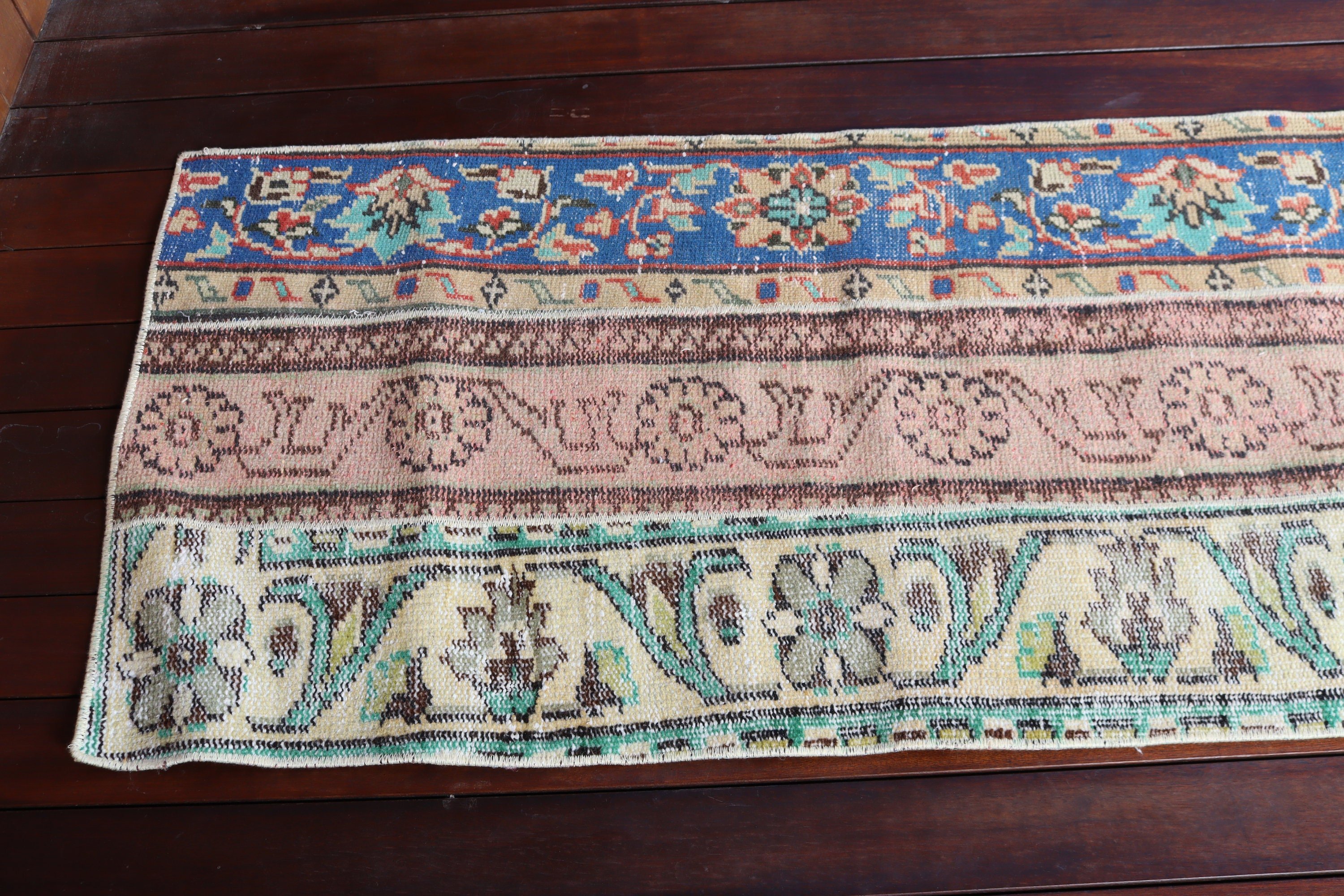 Türk Halıları, Vintage Runner Halıları, Vintage Halılar, Mavi Mutfak Halısı, Oushak Halıları, Vintage Runner Halıları, 2.1x8.3 ft Runner Halısı, Yer Halısı