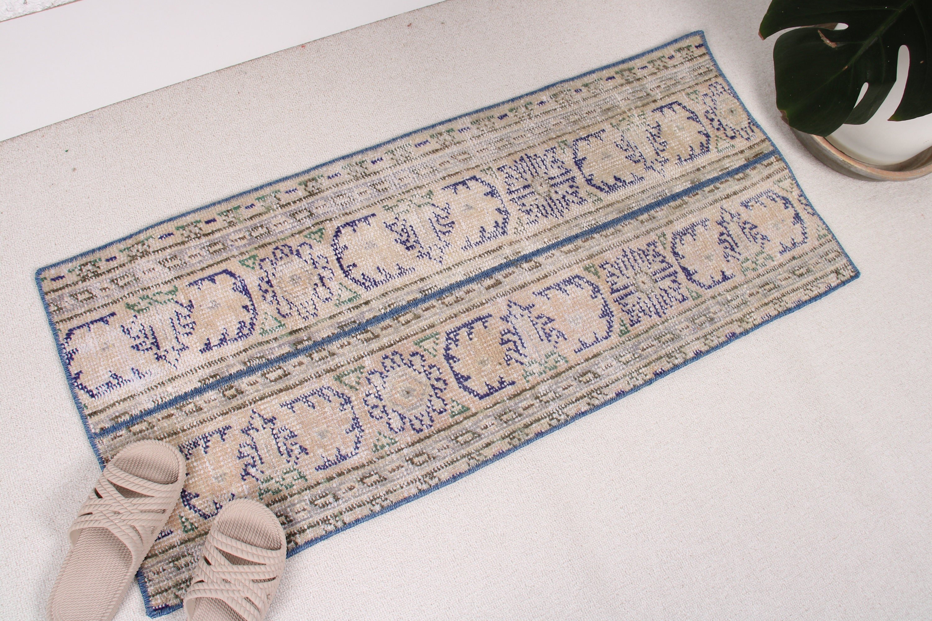 Vintage Halı, Duvara Asılı Halılar, Paspas Halısı, Yün Halılar, Bej Oryantal Halılar, 1.6x3.6 ft Küçük Halılar, Yer Halıları, Türkiye Halısı, Türk Halıları