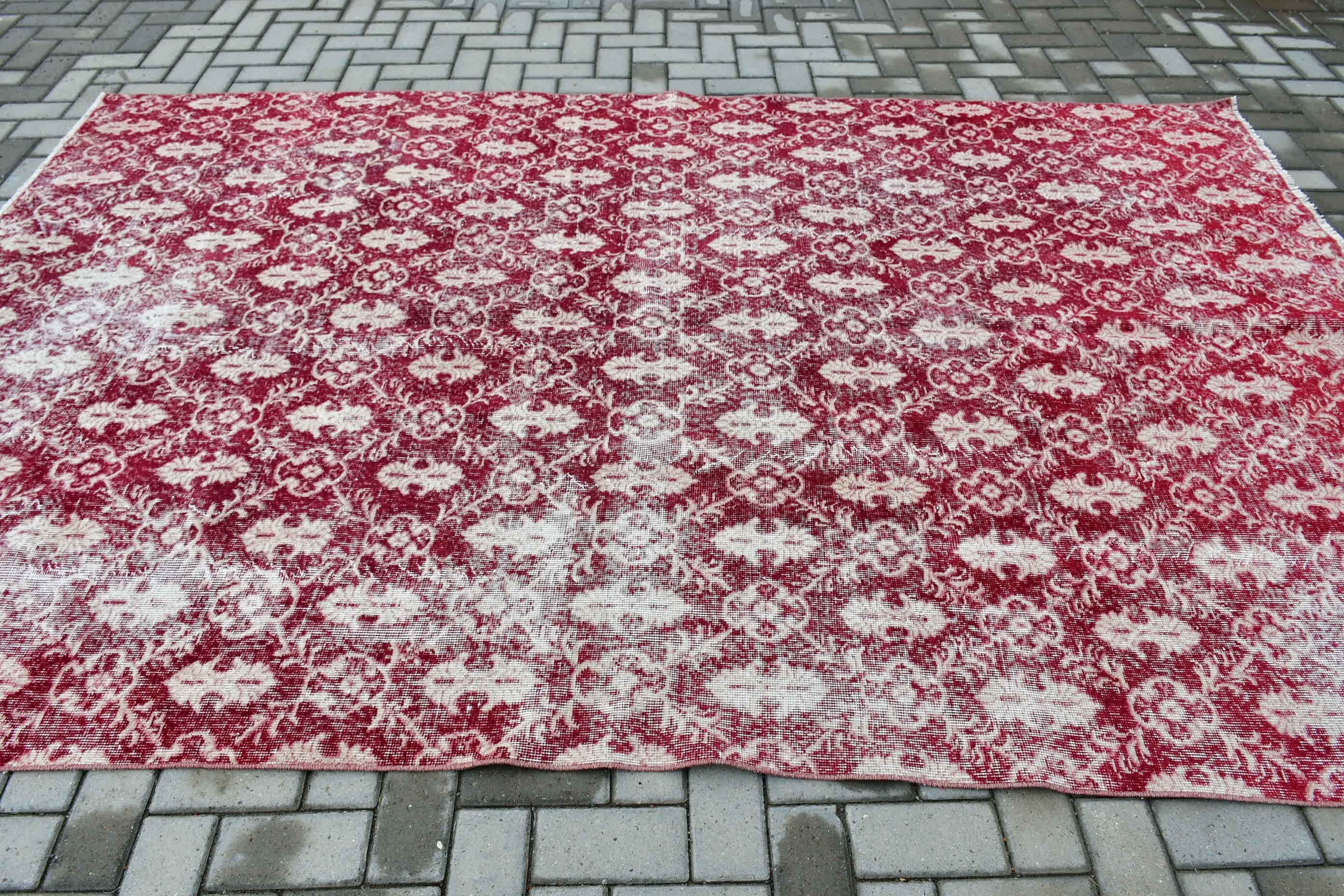 Oriental Rug, Red Bedroom Rugs, Bedroom Rug, 6.6x10 ft Large Rugs, Rugs for Dining Room, Art Rug, Living Room Rug, Vintage Rug, Turkish Rug