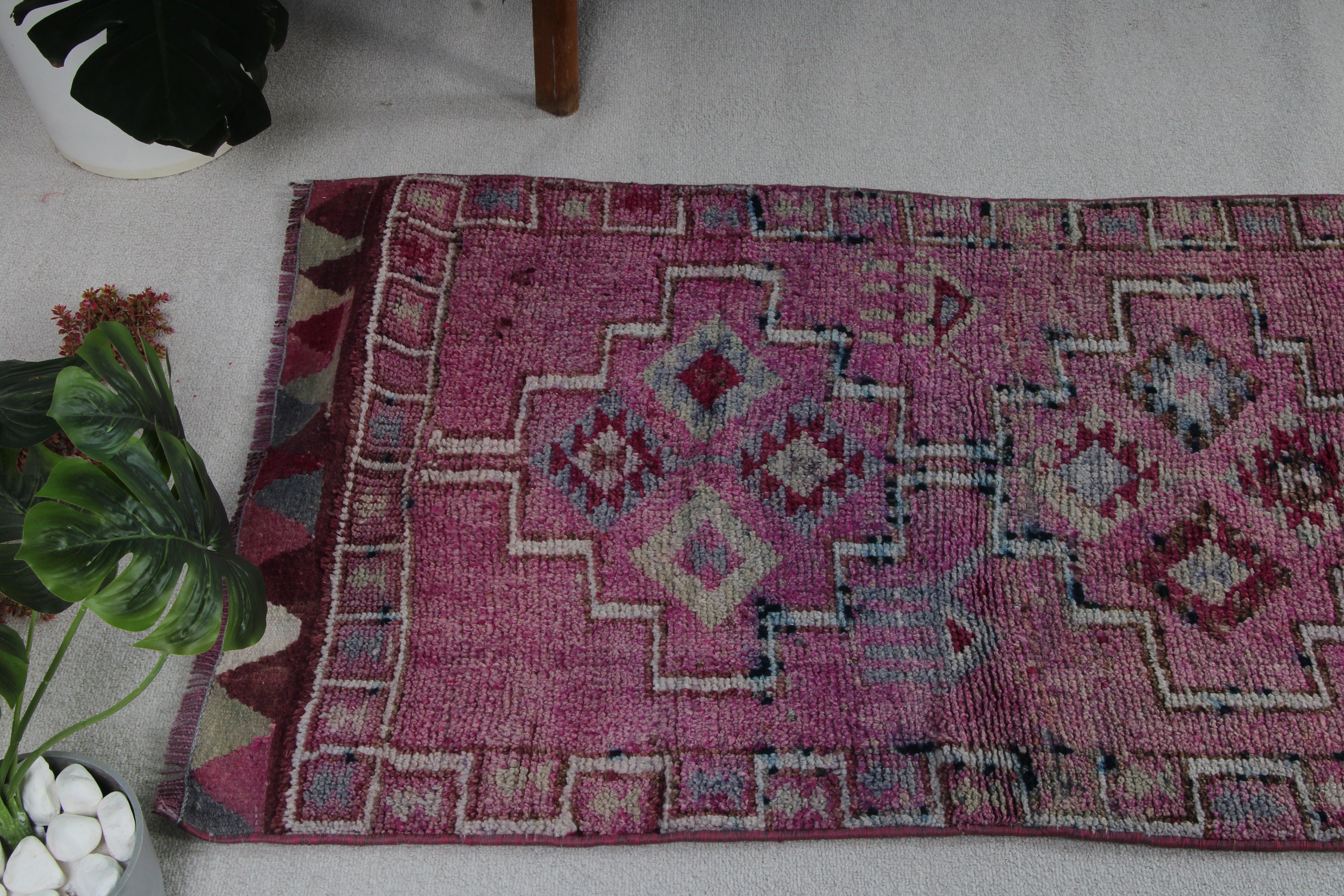 Luxury Rugs, Beni Ourain Runner Rug, Purple Anatolian Rug, Home Decor Rug, Kitchen Rugs, Turkish Rugs, 2.7x9.8 ft Runner Rug, Vintage Rugs