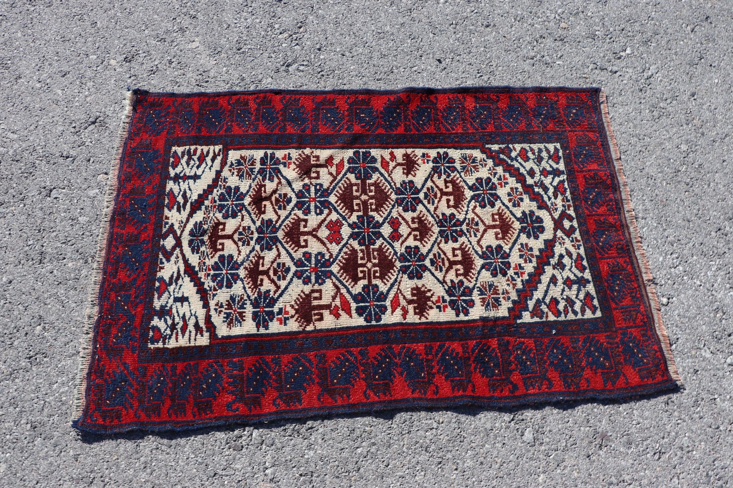 Türk Halısı, Giriş Halıları, Vintage Halı, Fas Halısı, Mutfak Halısı, Giriş Halısı, Oryantal Halı, Kırmızı 2,5x3,6 ft Küçük Halı