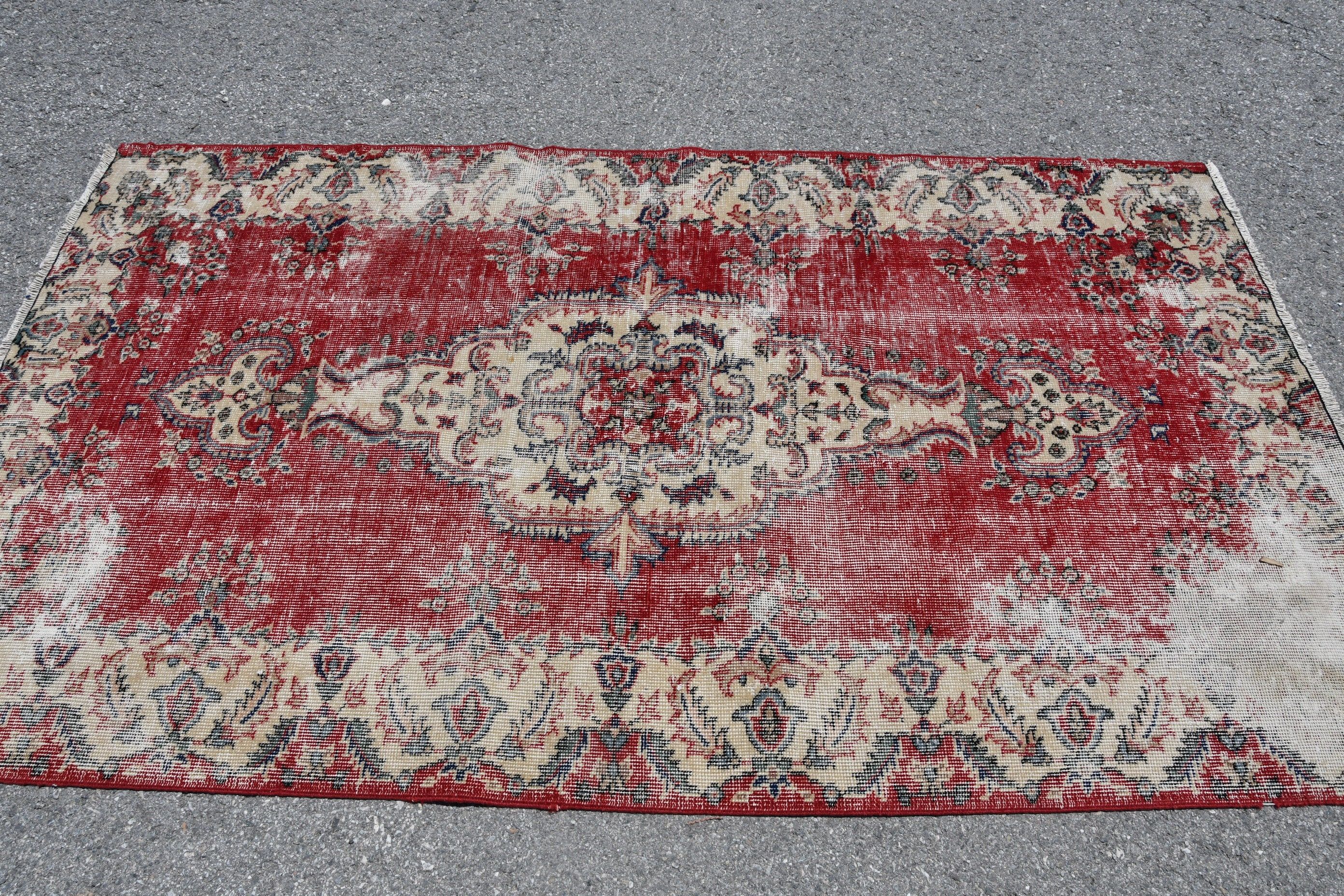 Living Room Rug, 3.8x6.8 ft Area Rug, Turkish Rugs, Home Decor Rug, Rugs for Dining Room, Vintage Rugs, Red Oriental Rug