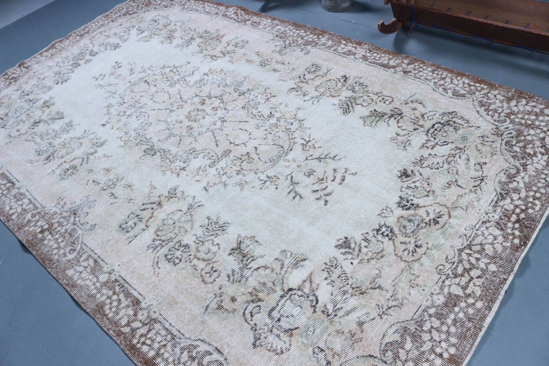 Vintage Halı, Türk Halısı, Yemek Odası Halıları, Oturma Odası Halısı, Fas Halıları, 6.1x10.2 ft Büyük Halılar, Bej Oryantal Halı, Ev Dekorasyonu Halısı