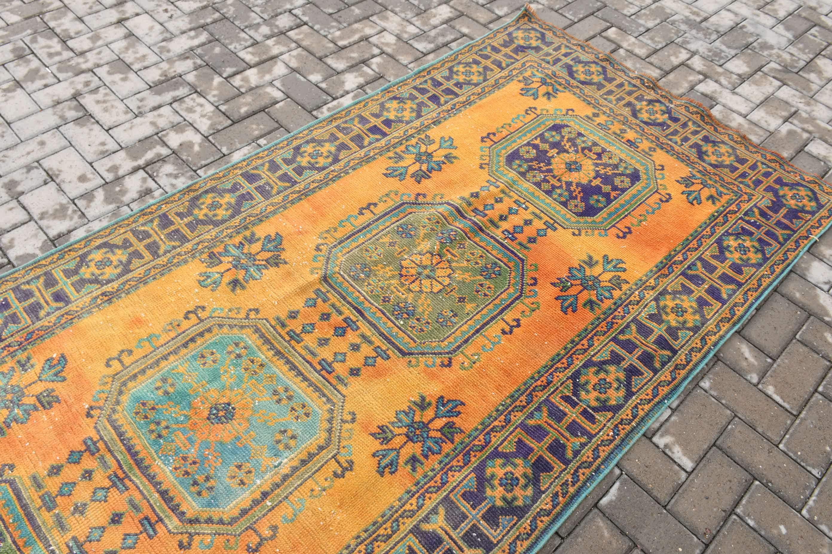 Turkish Rugs, Moroccan Rug, Hallway Rug, Vintage Rugs, Home Decor Rugs, Orange  4.1x11.4 ft Runner Rug, Rugs for Kitchen