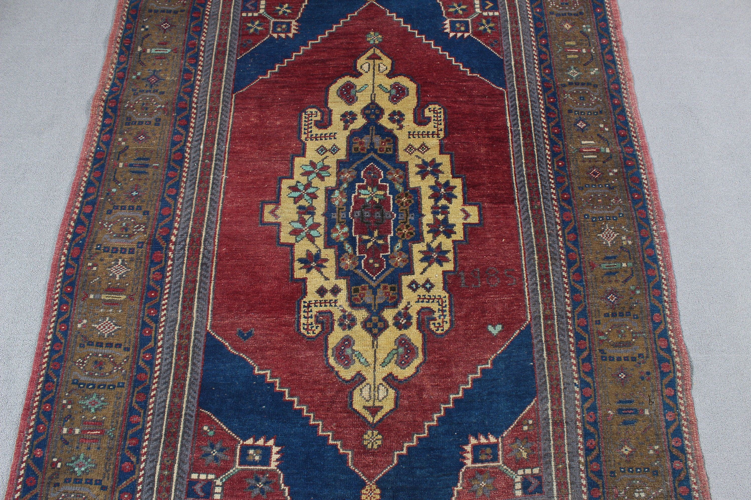 Boho Accent Halılar, 3,8x6,2 ft Accent Halılar, Türk Halısı, Türkiye Halısı, El Dokuma Halı, Düz Dokuma Halılar, Kırmızı Oryantal Halı, Giriş Halıları, Vintage Halı