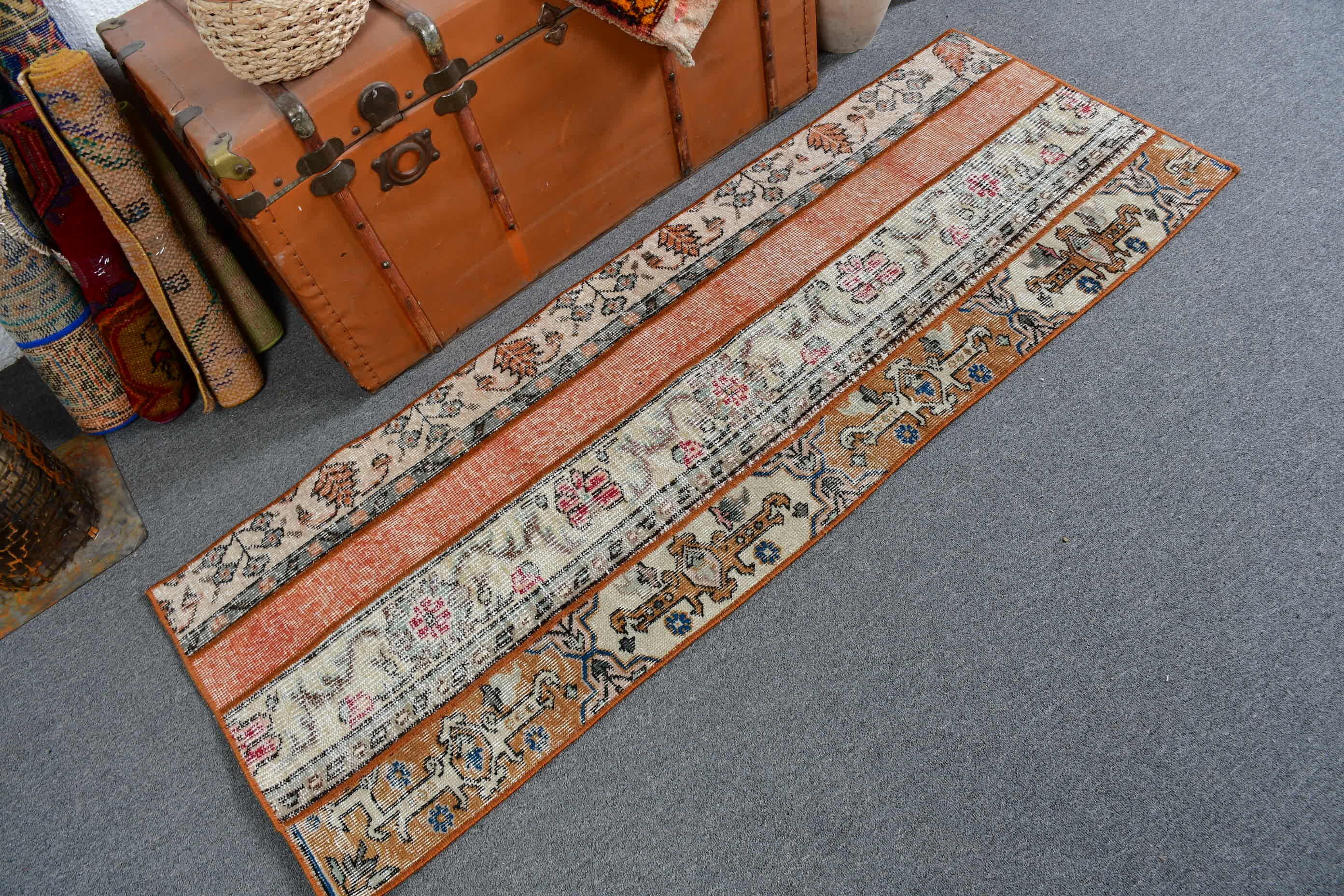 Oushak Runner Rug Rugs, Nomadic Rug, Turkish Rugs, Hallway Rug, 2x5.6 ft Runner Rug, Antique Rugs, Rugs for Stair, Cool Rug, Vintage Rug