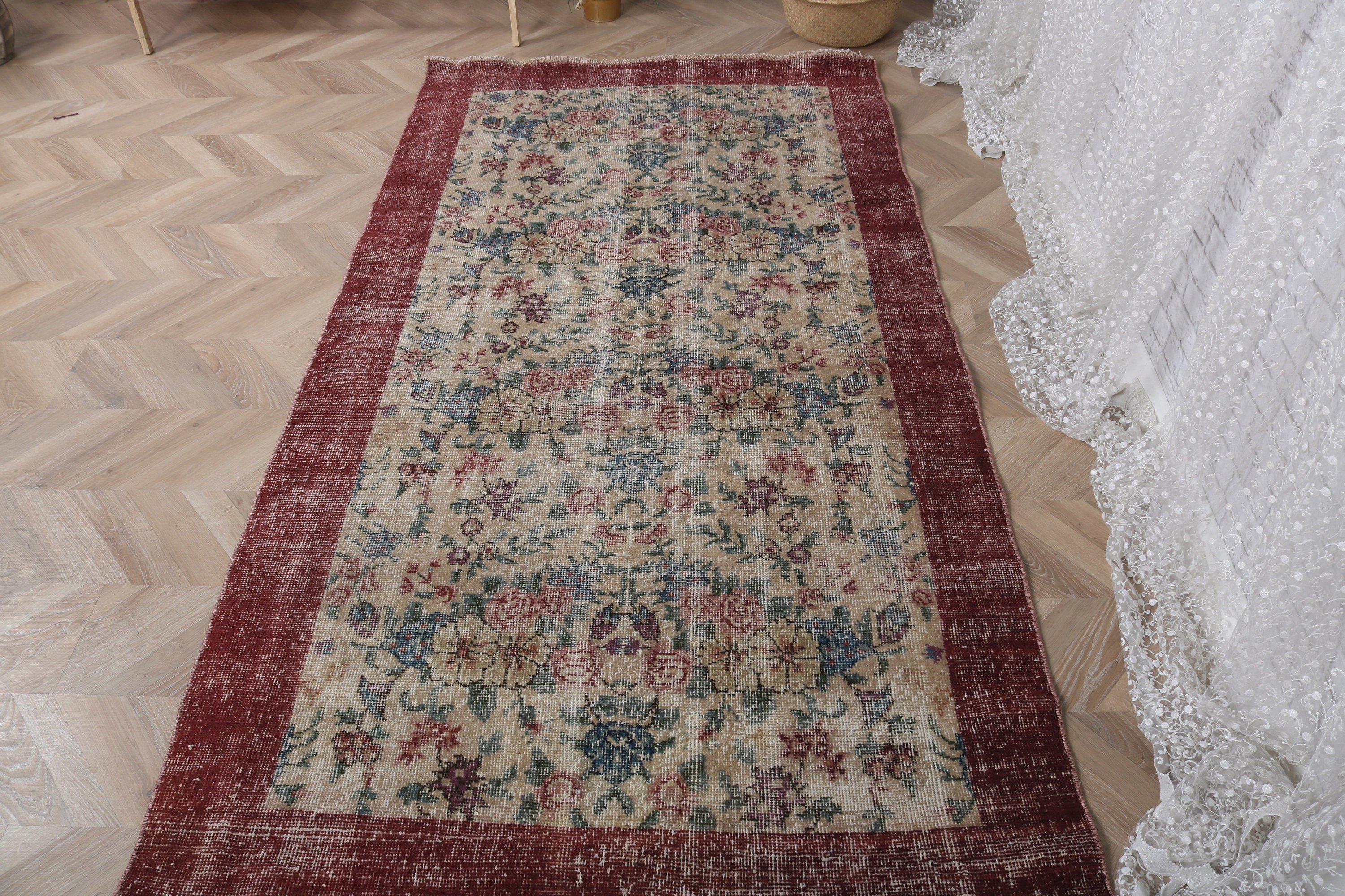 Vintage Halı, Bej Anadolu Halıları, Yer Halıları, Oturma Odası Halıları, Yatak Odası Halıları, 3.7x7.2 ft Alan Halısı, Geometrik Halılar, Türk Halısı