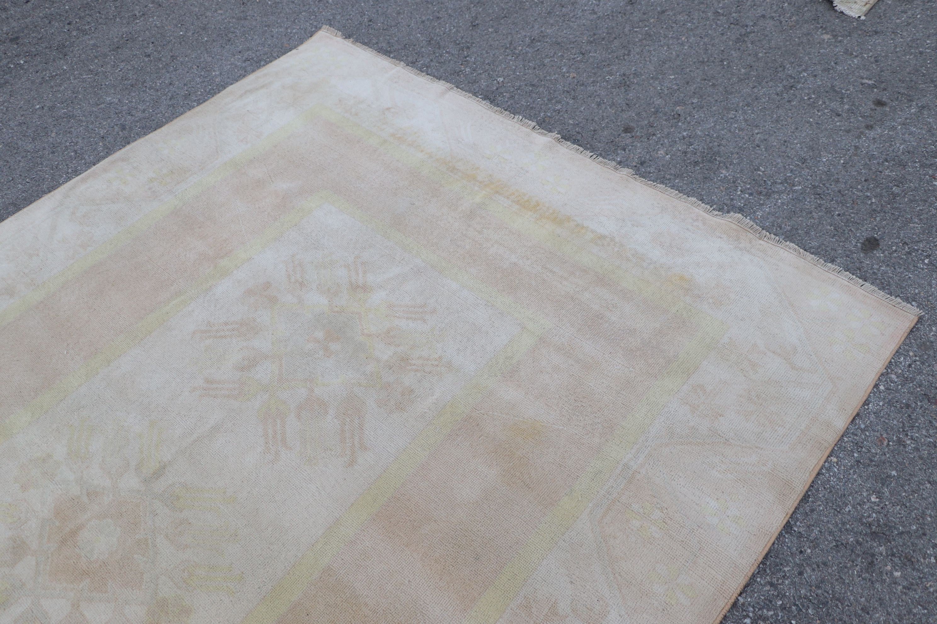 Vintage Rug, Dining Room Rug, Bedroom Rug, Salon Rugs, Floor Rug, Turkish Rug, Rugs for Salon, Beige  6.2x9.3 ft Large Rug