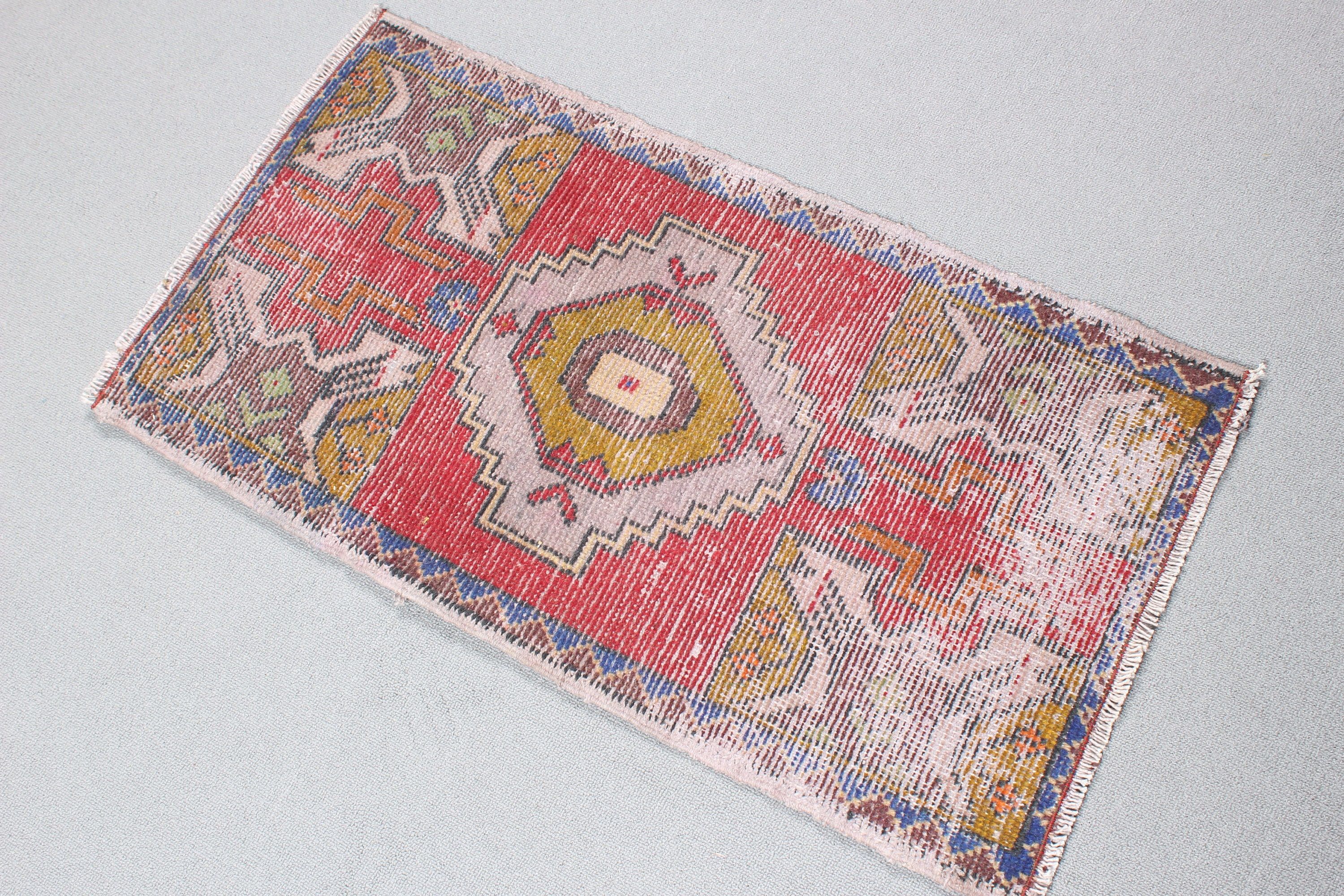 1.6x3 ft Small Rugs, Floor Rugs, Red Neutral Rug, Turkish Rugs, Small Boho Rugs, Exotic Rugs, Vintage Rug, Small Area Rugs