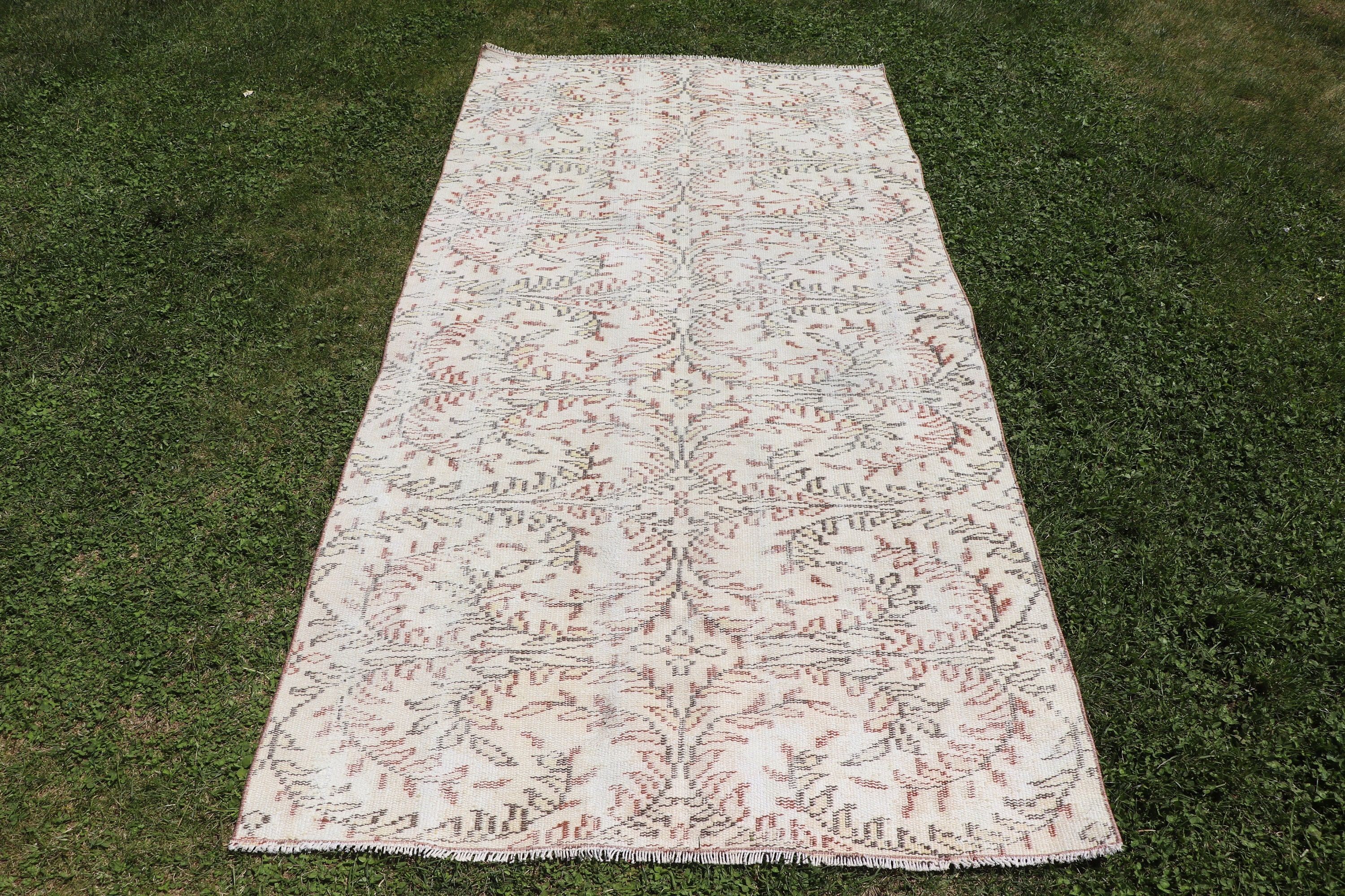 Boho Halı, 3.7x7.6 ft Alan Halıları, Bej Ev Dekorasyonu Halıları, Oushak Halısı, Mutfak Halıları, Oturma Odası Halıları, Türk Halısı, Vintage Halı, Açıklama Halıları