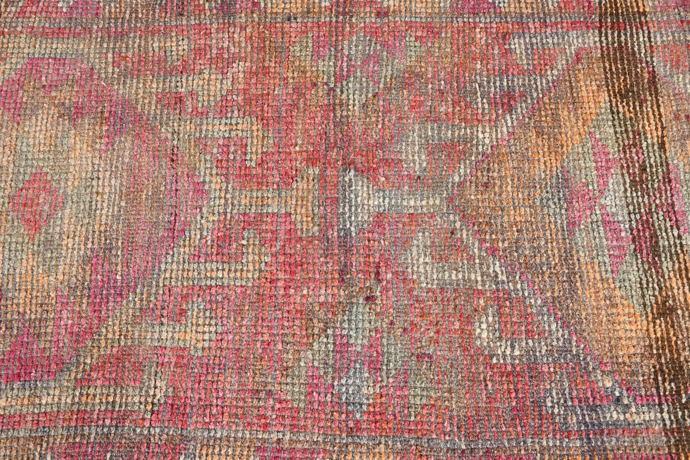 Vintage Rug, 2.6x12.3 ft Runner Rugs, Moroccan Rugs, Orange Bedroom Rug, Corridor Rug, Turkish Rugs, Rugs for Kitchen, Oriental Rug