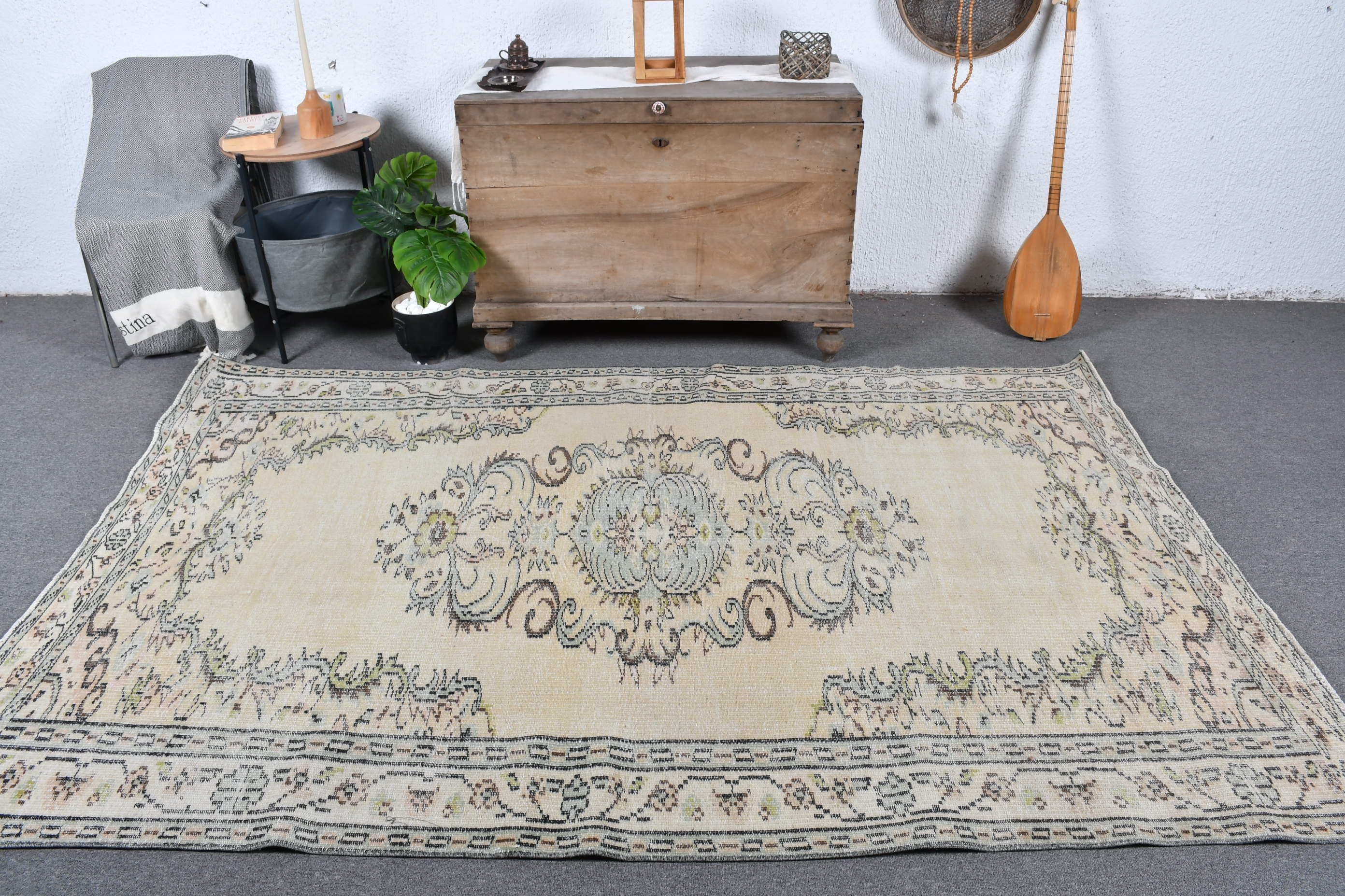 Living Room Rug, Turkish Rugs, Home Decor Rugs, Beige  5.2x8.2 ft Large Rug, Oriental Rugs, Vintage Rug, Dining Room Rug