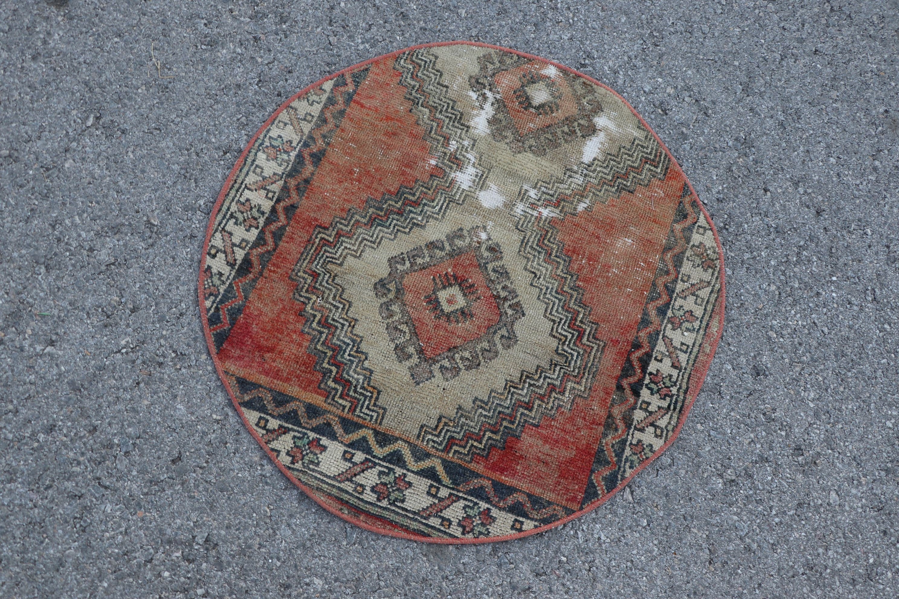 Turkish Rugs, Orange Floor Rug, Anatolian Rug, Door Mat Rug, Kitchen Rug, Wall Hanging Rug, 2.7x2.8 ft Small Rugs, Muted Rugs, Vintage Rug