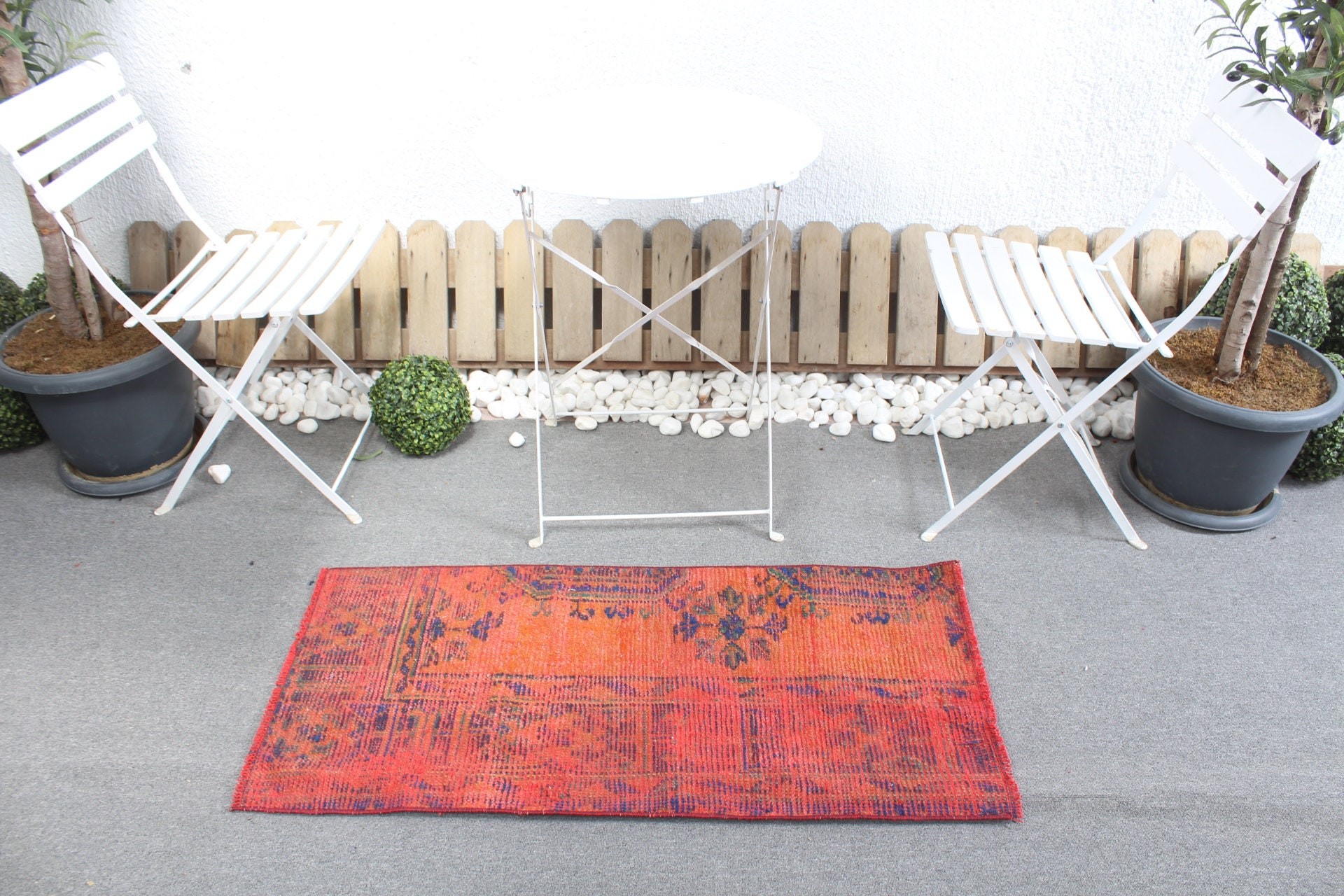 Vintage Rug, Wall Hanging Rug, Turkish Rug, 1.8x3.7 ft Small Rug, Kitchen Rug, Floor Rugs, Oriental Rug, Rugs for Bath, Orange Oushak Rug