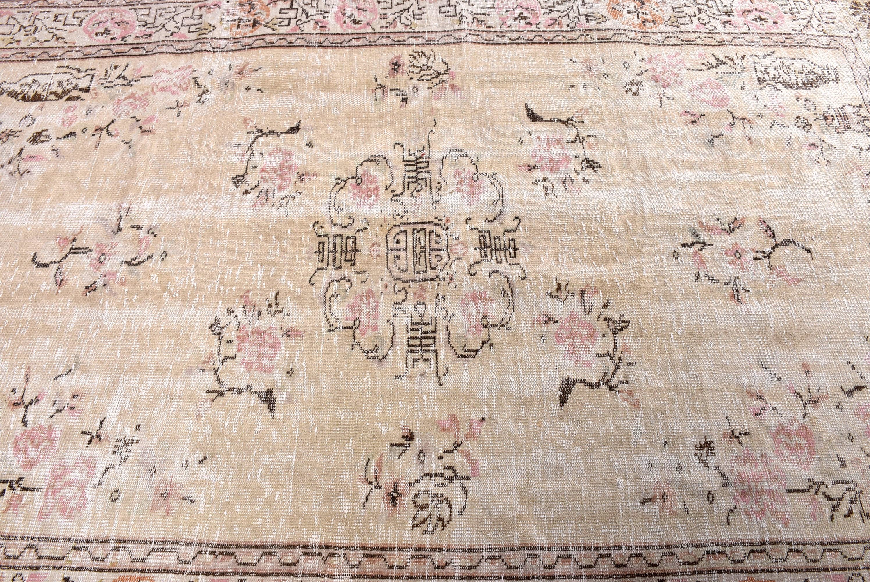 Modern Halı, Vintage Halı, 5.5x8.6 ft Büyük Halı, Bej Boho Halı, Yemek Odası Halıları, Türk Halısı, Antika Halılar, Açıklama Halısı, Salon Halısı