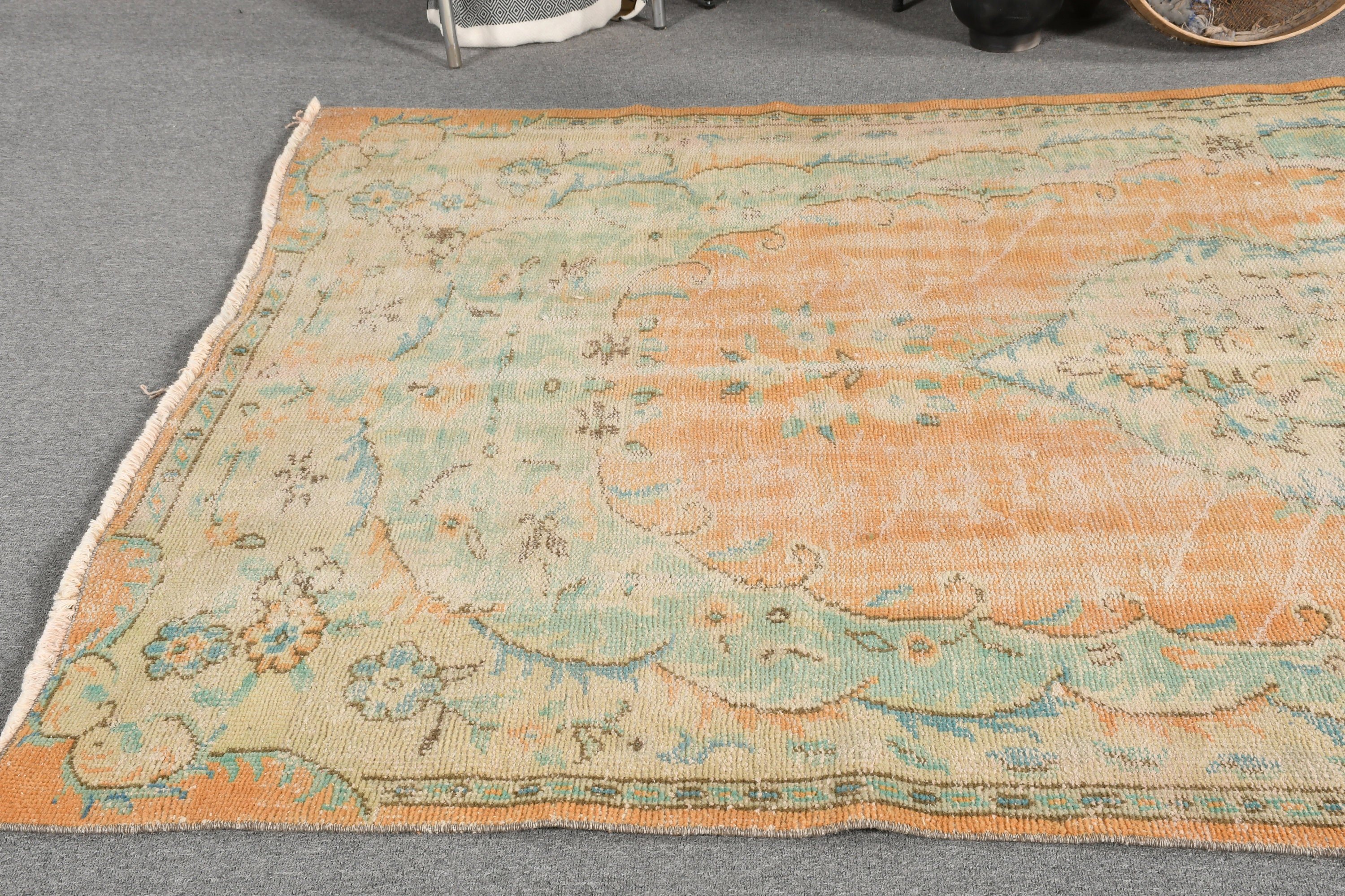 Cool Rugs, Oriental Rug, 5.1x8.3 ft Large Rug, Orange Cool Rug, Living Room Rug, Salon Rugs, Turkish Rug, Vintage Rugs, Vintage Decor Rug