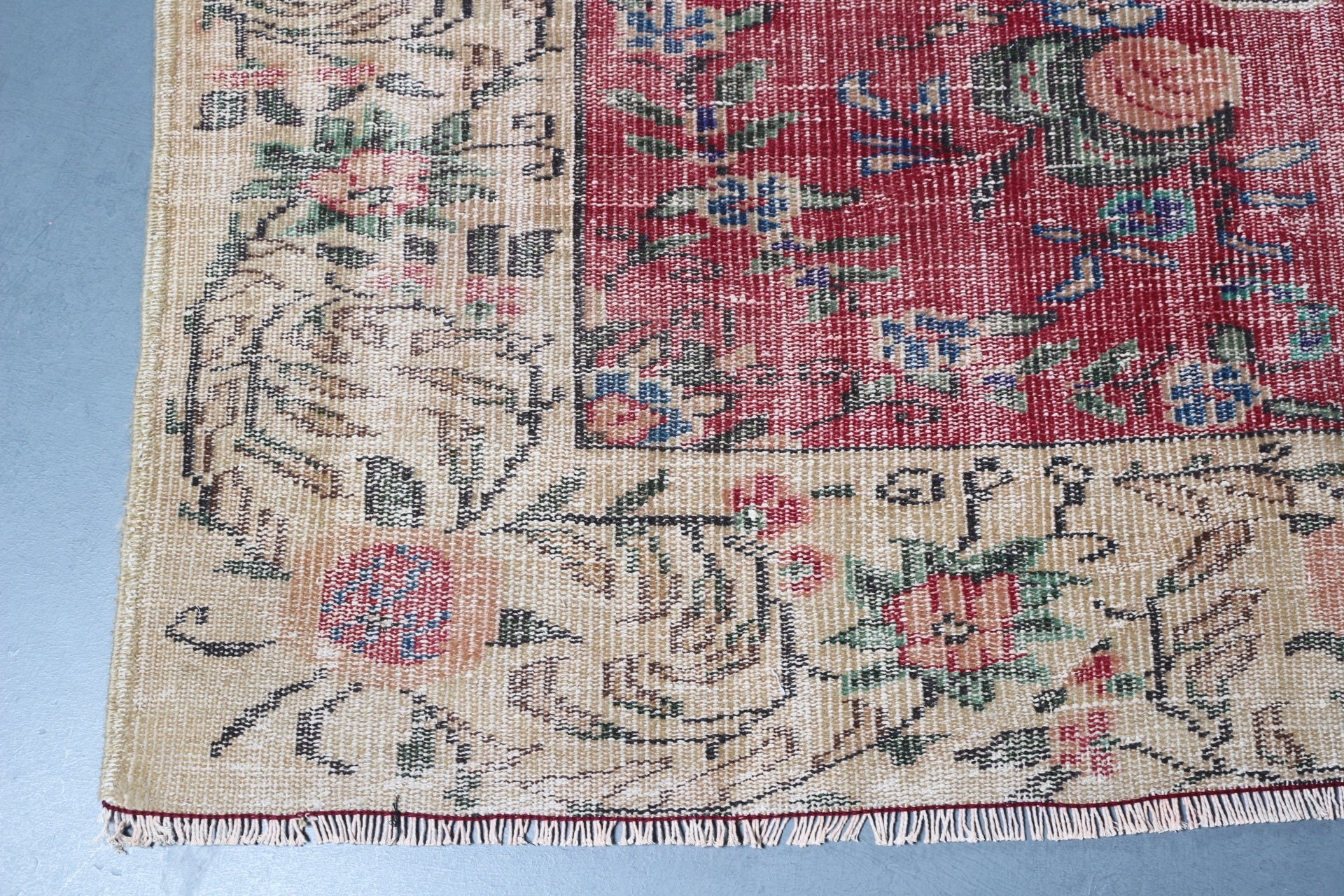 Vintage Rugs, Living Room Rug, Hand Knotted Rug, Turkish Rug, Red Wool Rug, Oriental Rug, 6.1x8.8 ft Large Rugs, Bedroom Rugs