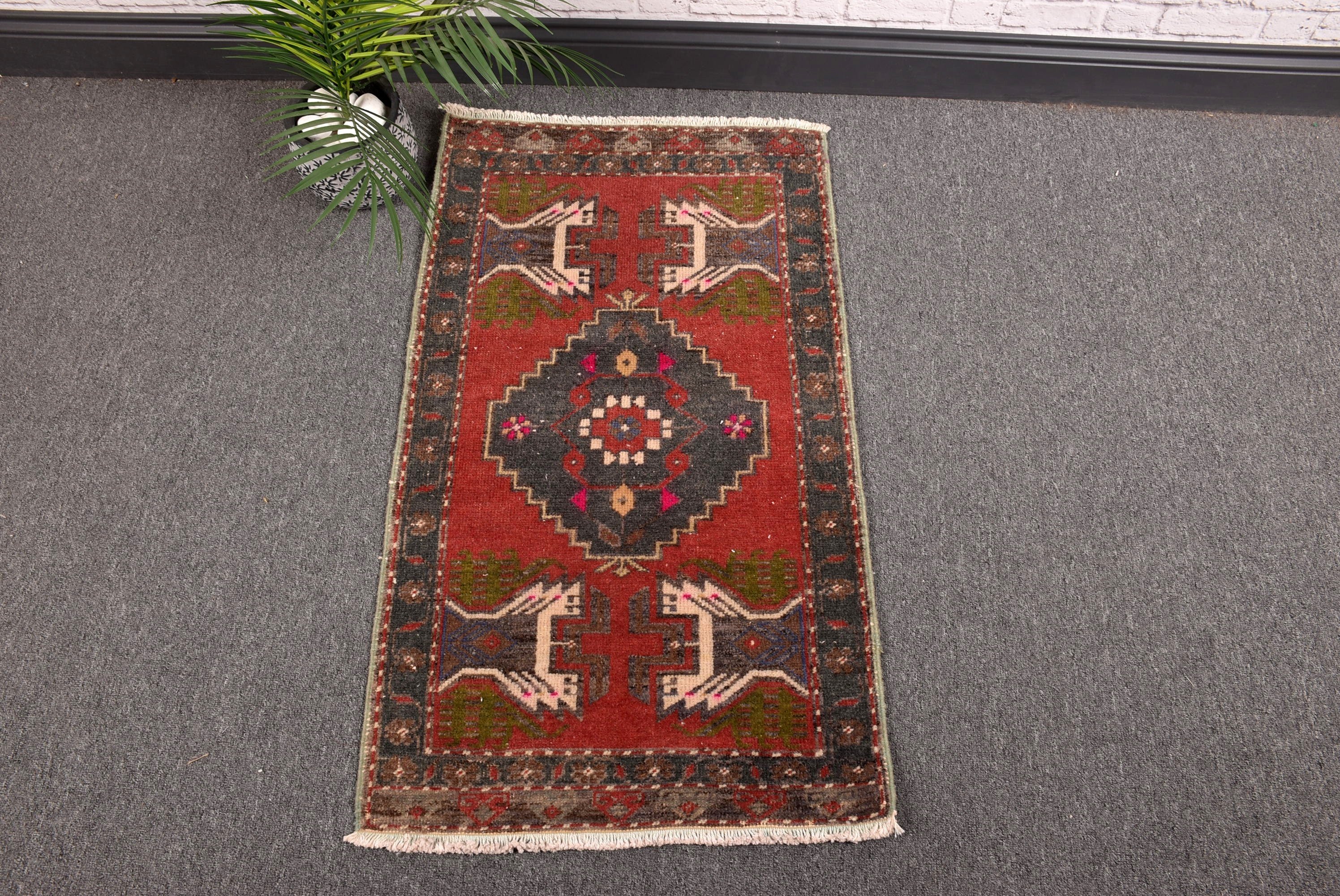 Vintage Halı, Kapı Paspas Halısı, Tribal Halı, 1.8x3.1 ft Küçük Halılar, Modern Halı, Kırmızı Antika Halı, Küçük Alan Halıları, Türk Halısı, Ev Dekor Halısı