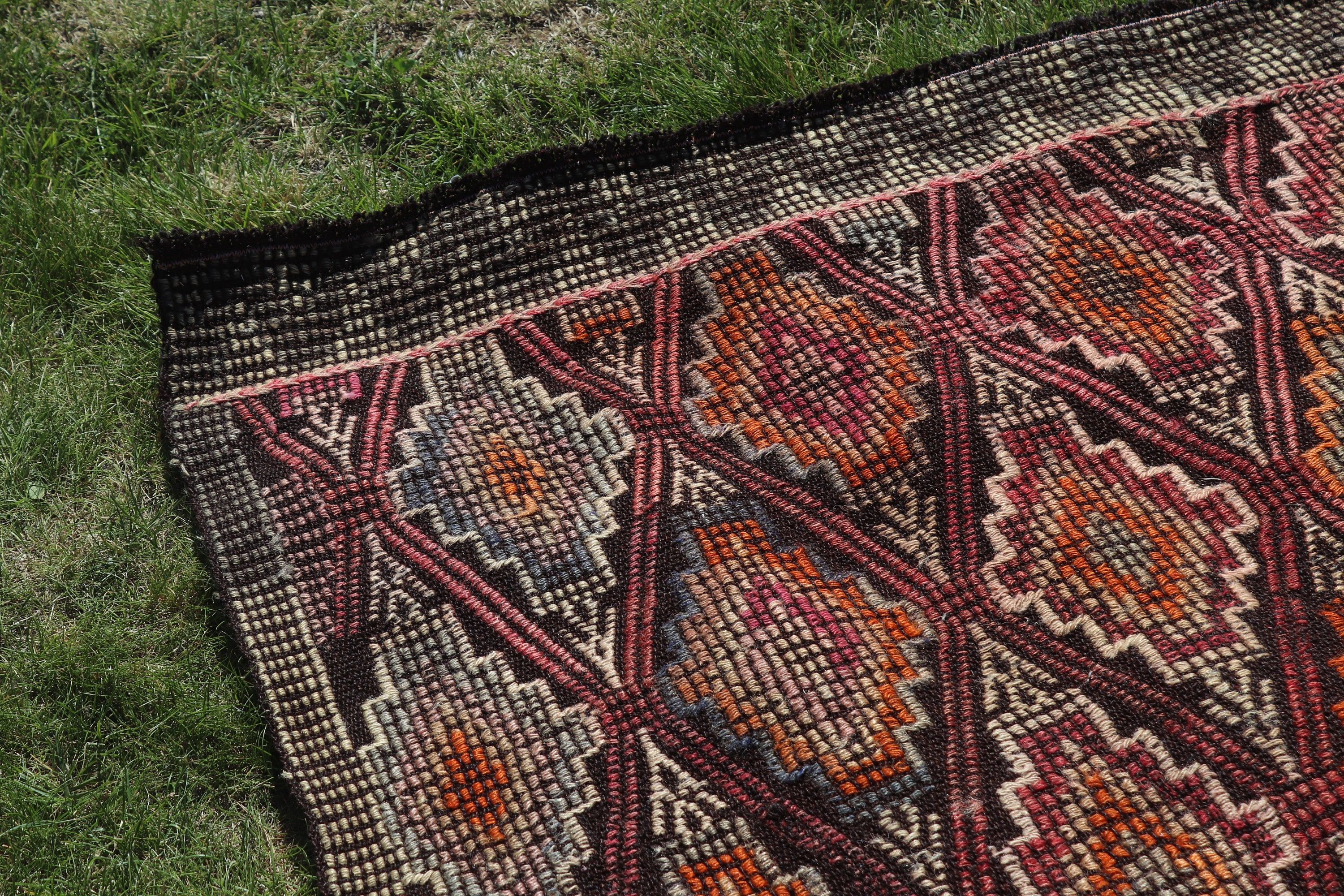 Salon Halısı, Kilim, Pembe Geometrik Halı, Mutfak Halıları, Türk Halıları, Vintage Halılar, Büyük Boho Halıları, Ev Dekorasyonu Halıları, 4,9x11,7 ft Büyük Halı