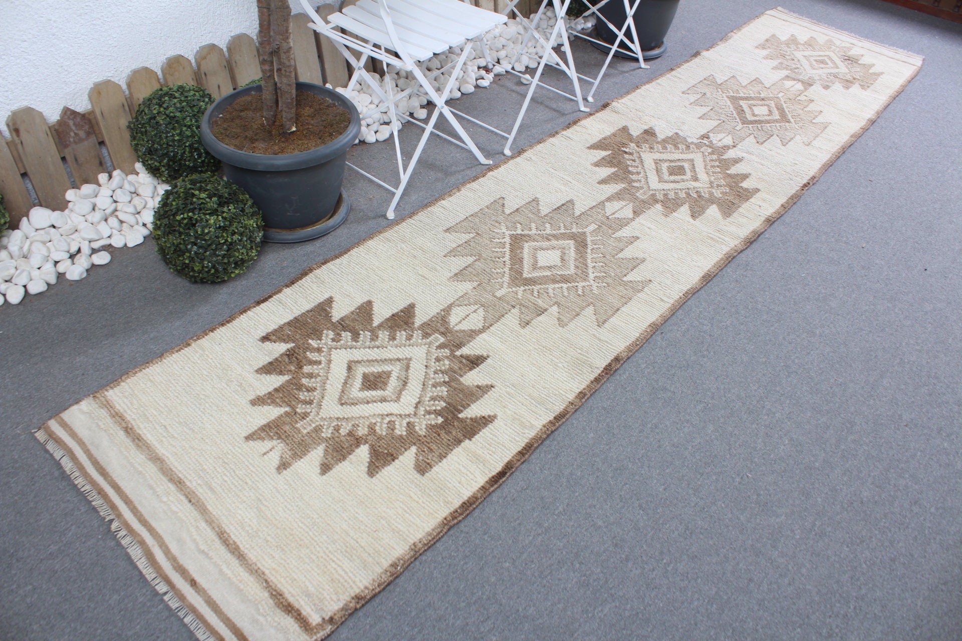 Vintage Rug, 2.6x11.8 ft Runner Rug, Beige Oriental Rug, Rugs for Kitchen, Turkish Rug, Corridor Rug, Stair Rug, Cool Rug