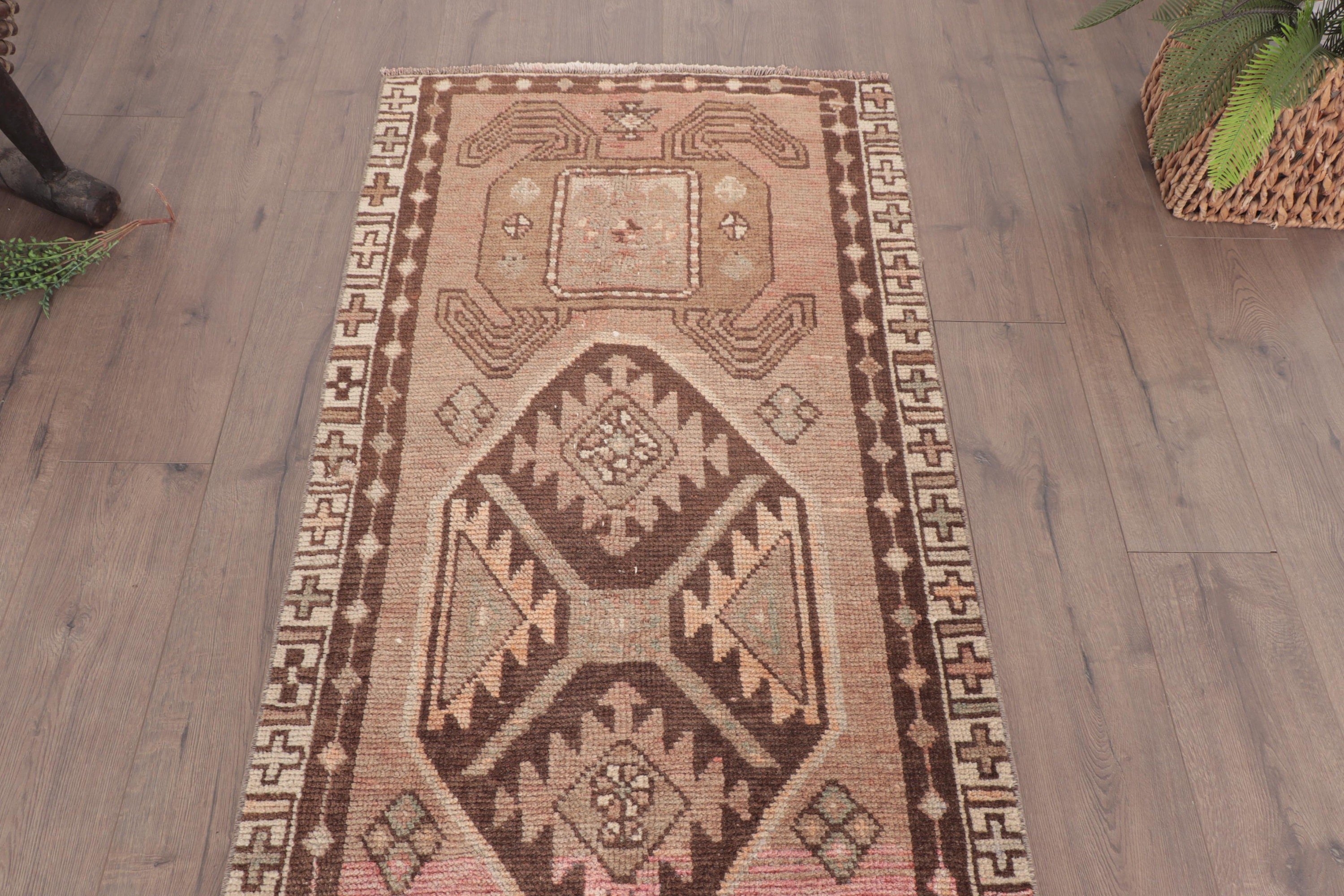 Vintage Halılar, 2.7x9.4 ft Runner Halı, Yer Halısı, Beni Ourain Runner Halısı, Kahverengi Fas Halıları, Vintage Runner Halısı, Türk Halısı