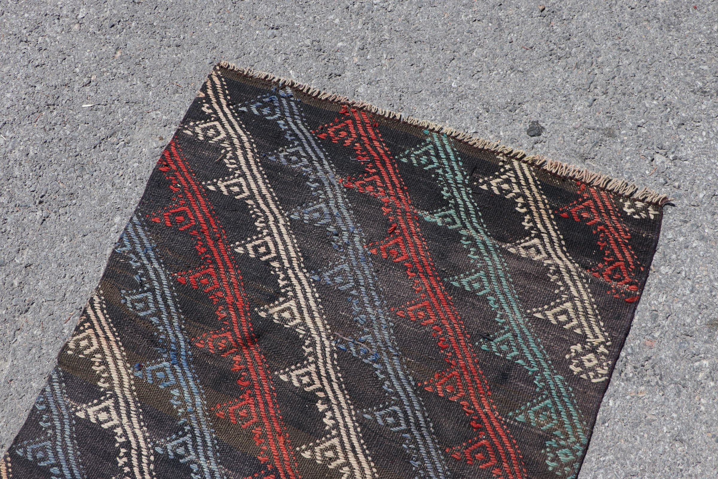 Yün Halı, Duvara Asılı Halı, Yatak Odası Halıları, Türk Halıları, Vintage Halı, Kilim, Siyah Ev Dekor Halıları, 2.7x2.7 ft Küçük Halı